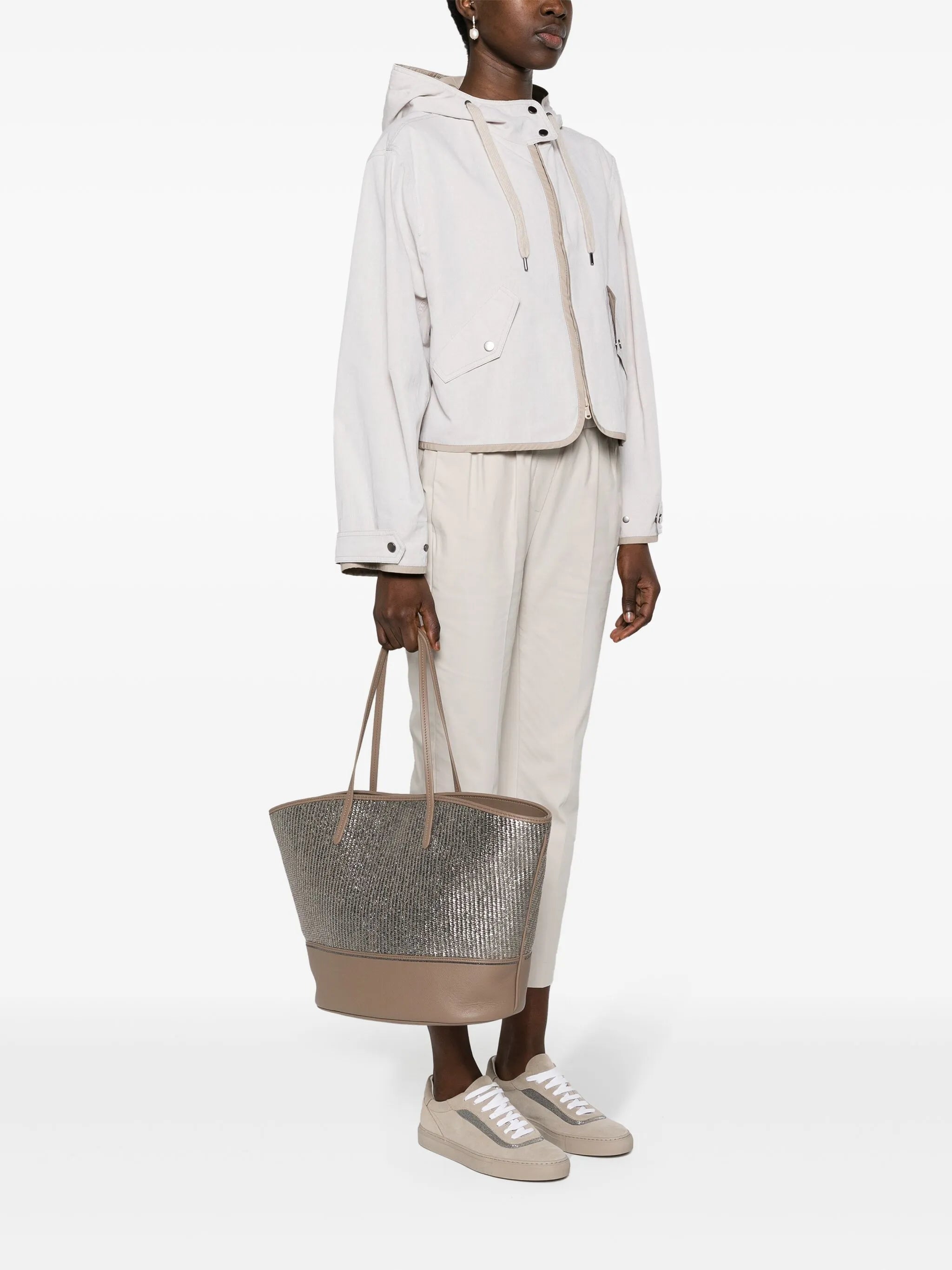 metallic raffia tote bag