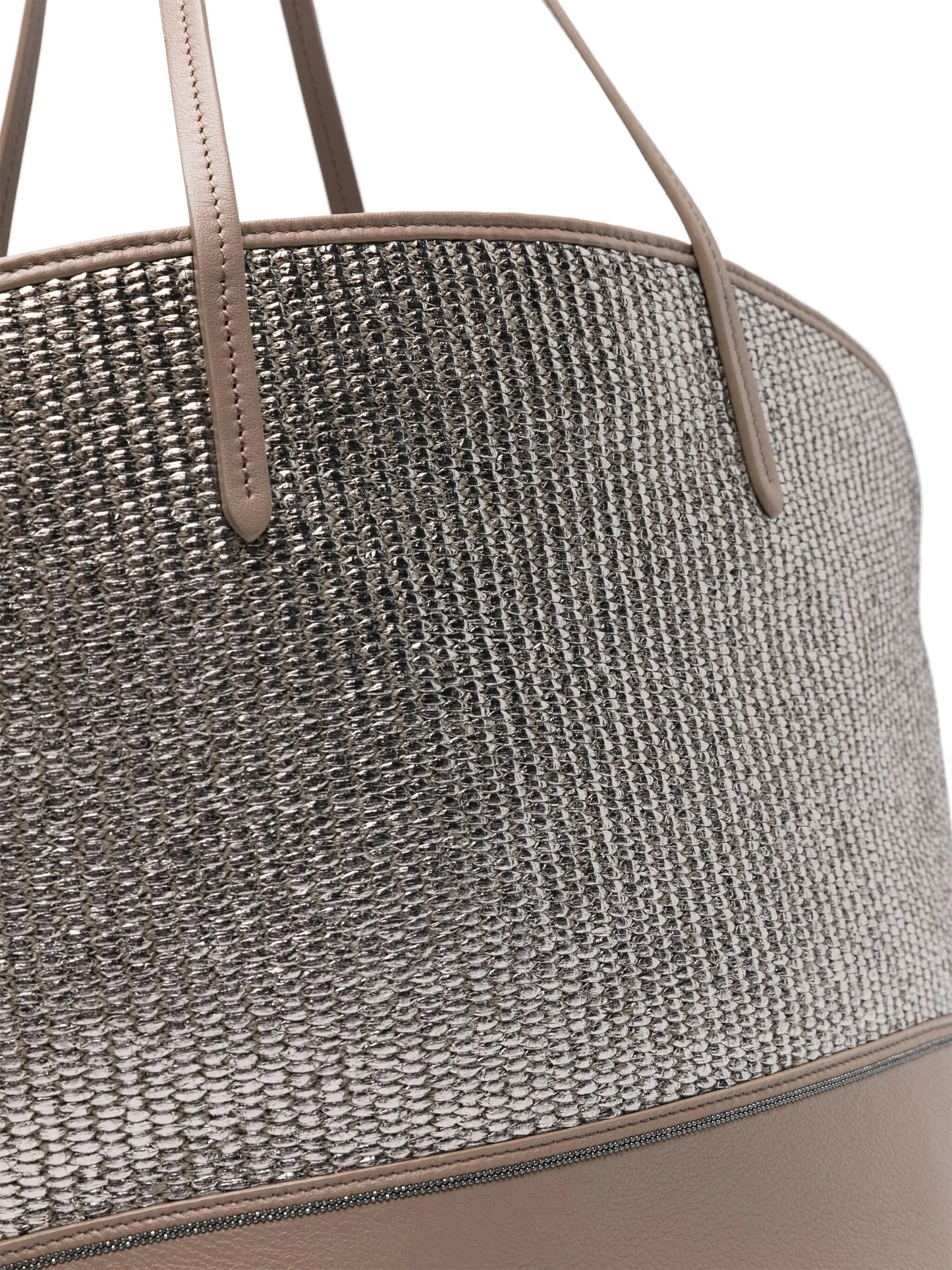 metallic raffia tote bag