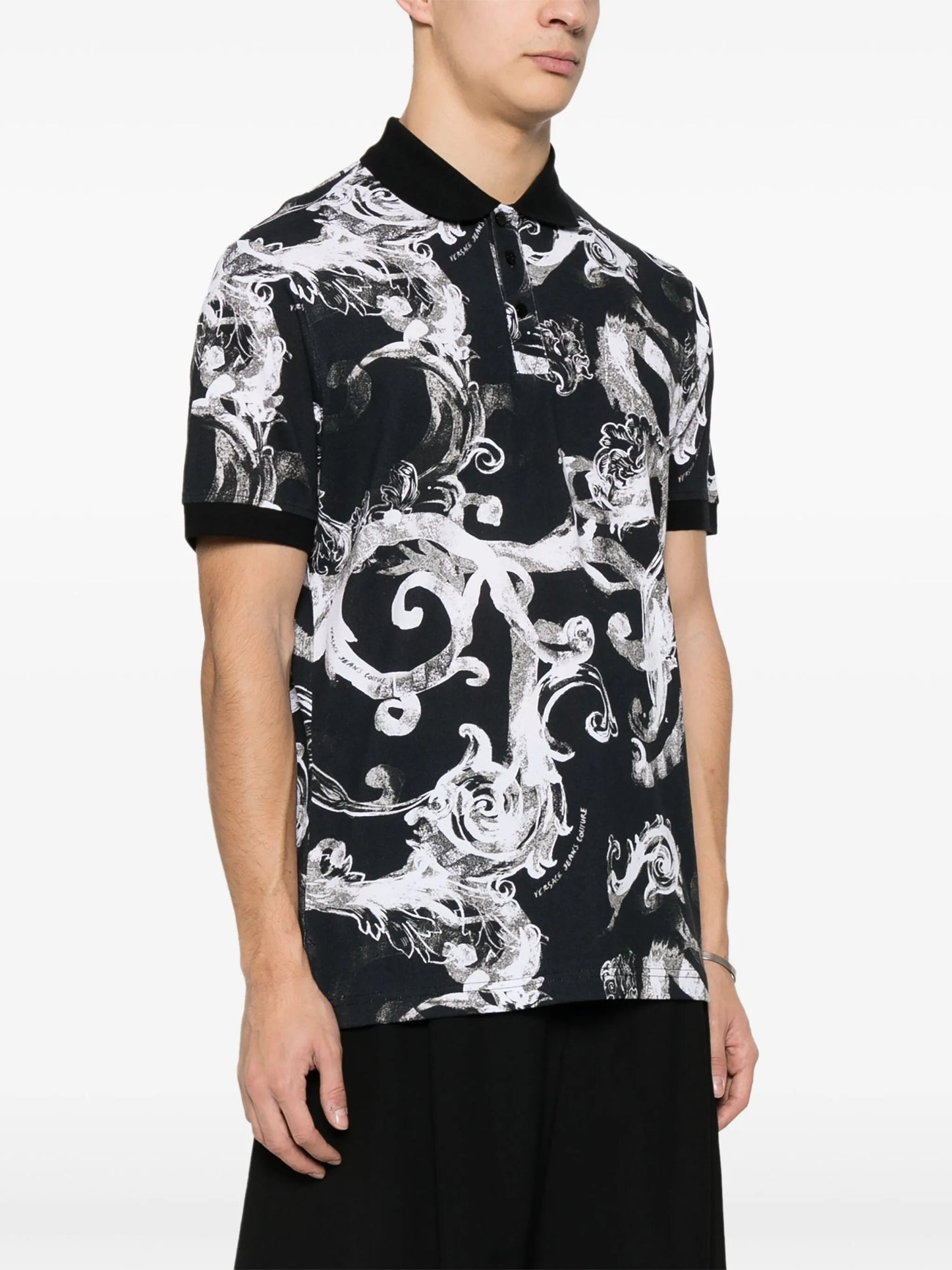 watercolour Barocco-print polo shirt