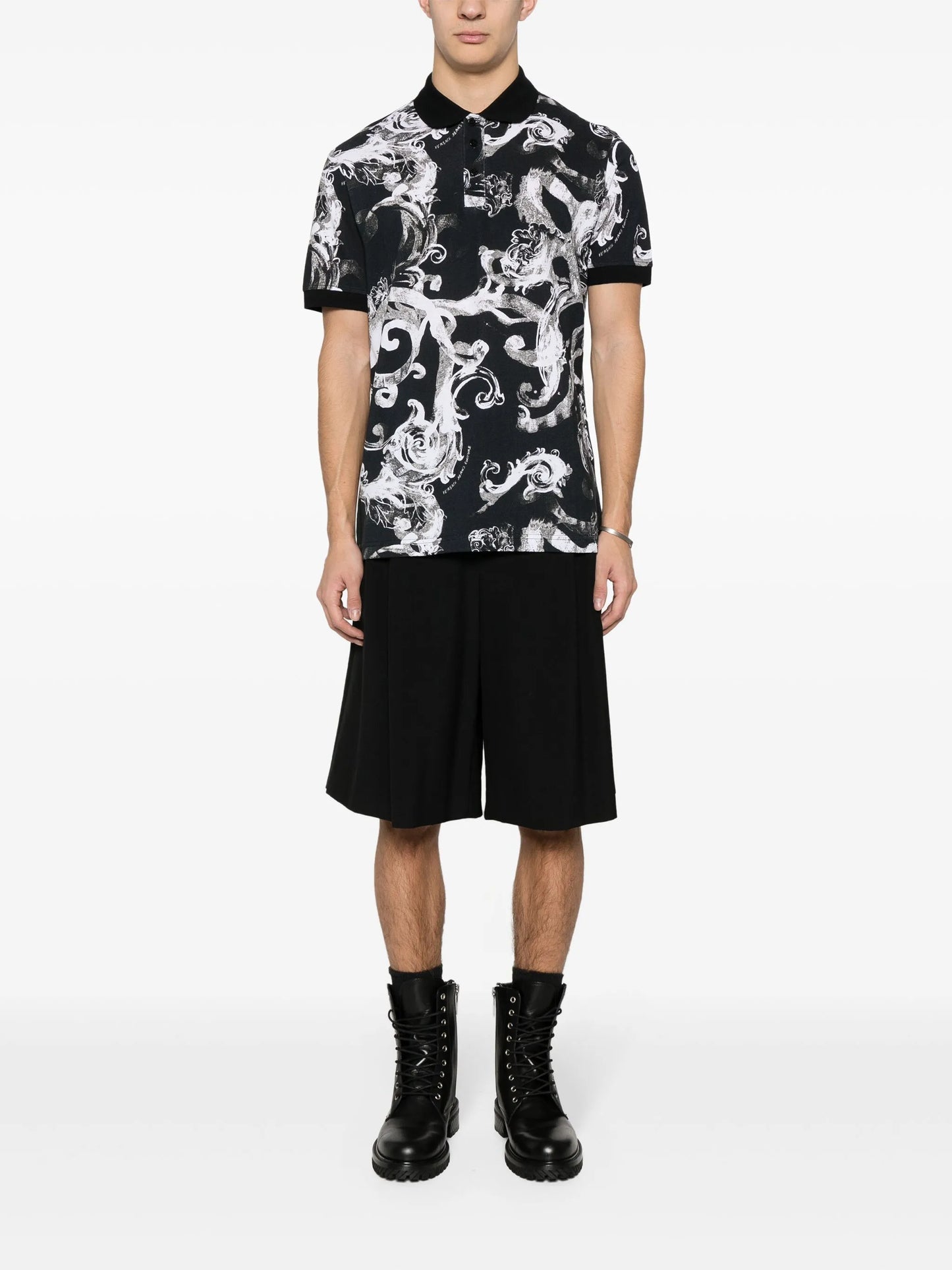 watercolour Barocco-print polo shirt