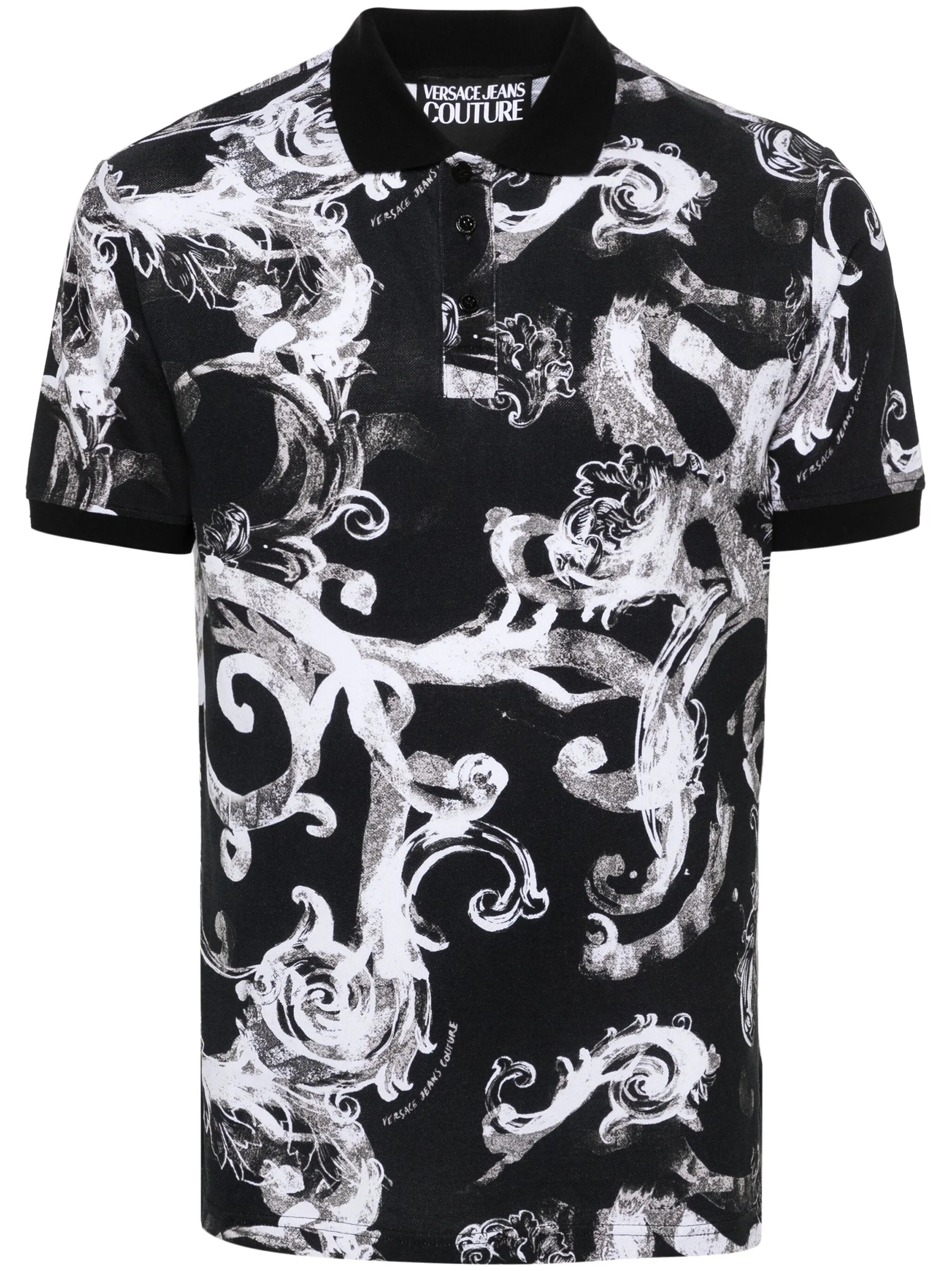 watercolour Barocco-print polo shirt