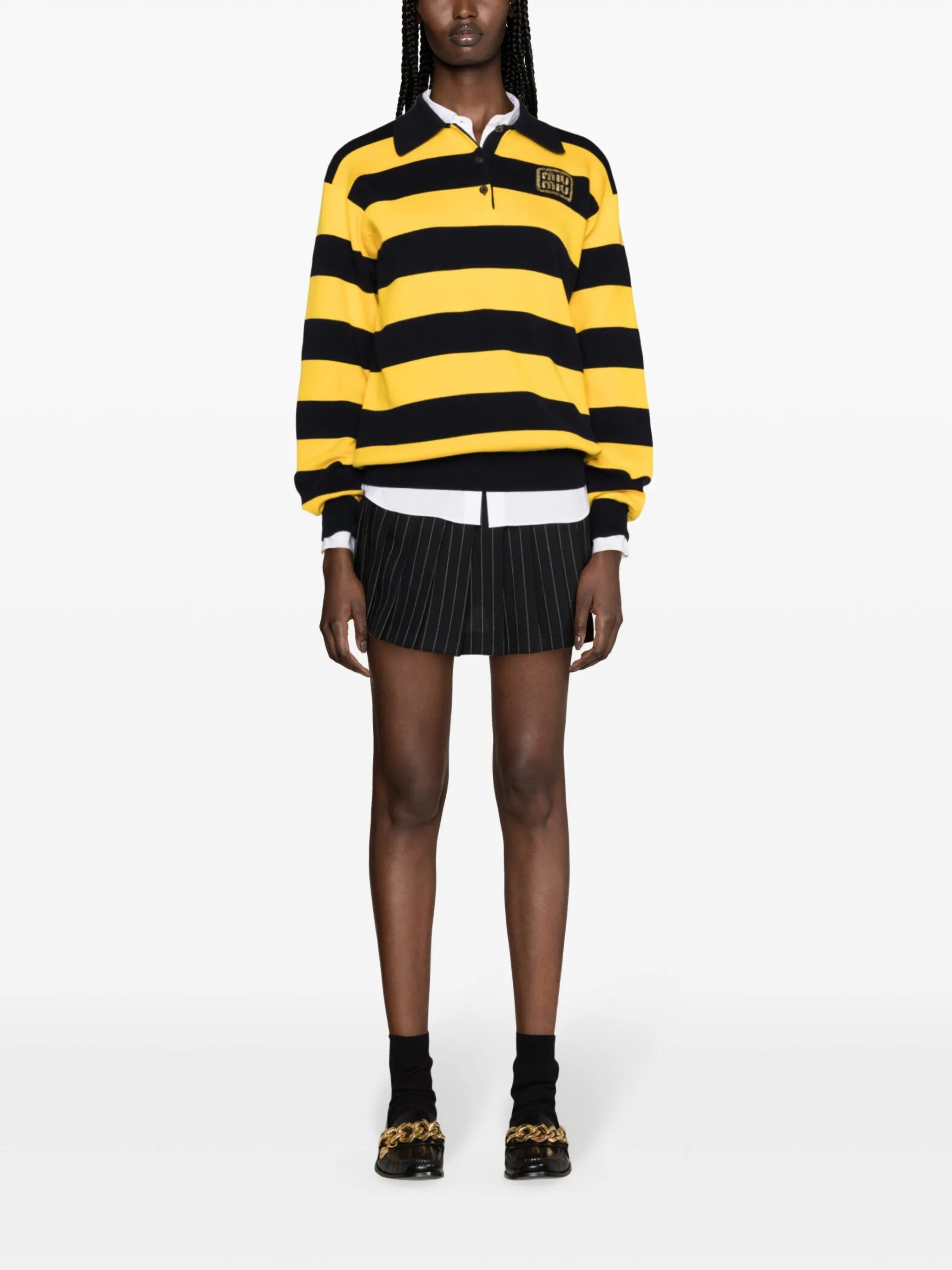 loog-patch striped polo top