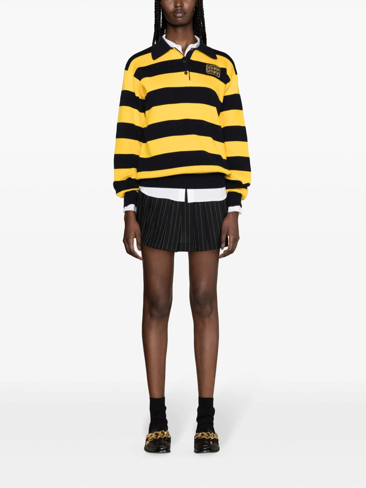 loog-patch striped polo top