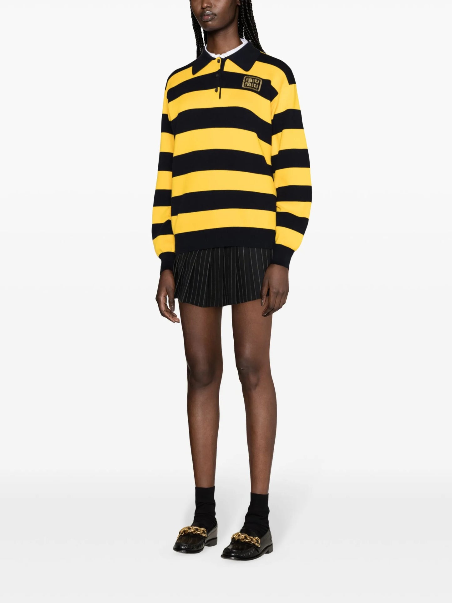 loog-patch striped polo top
