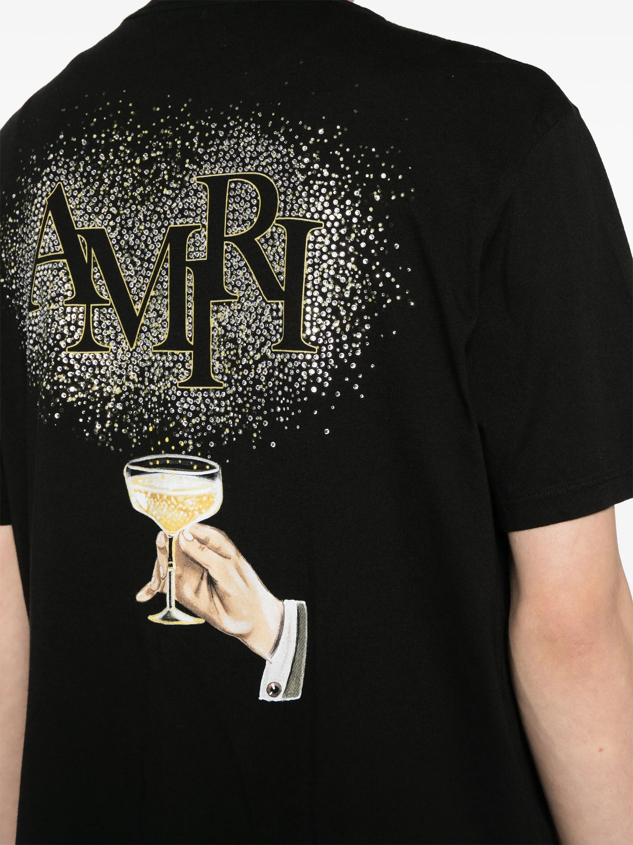 Champagne crystal-embellished T-shirt