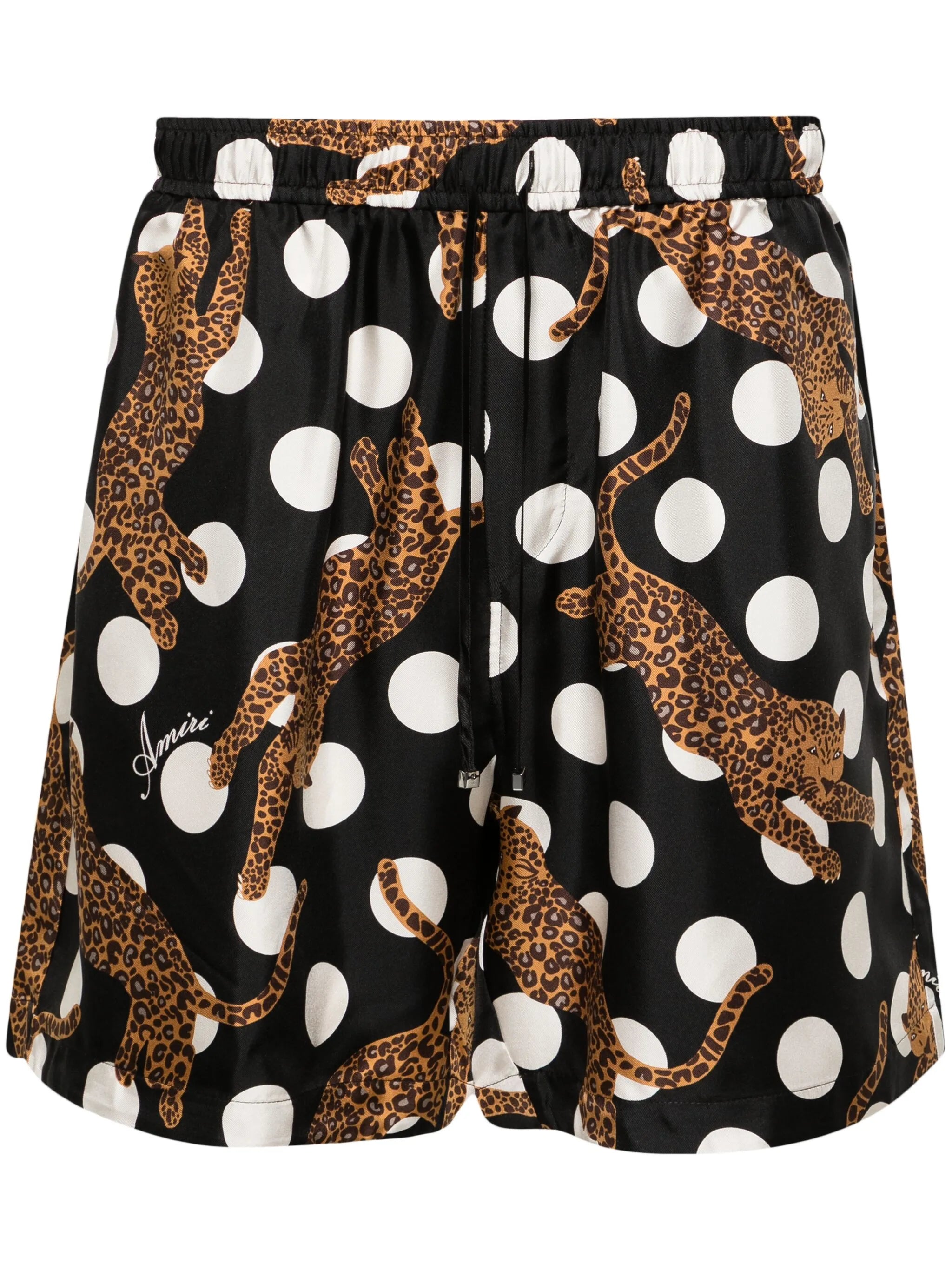 leopard-print polka-dot shorts