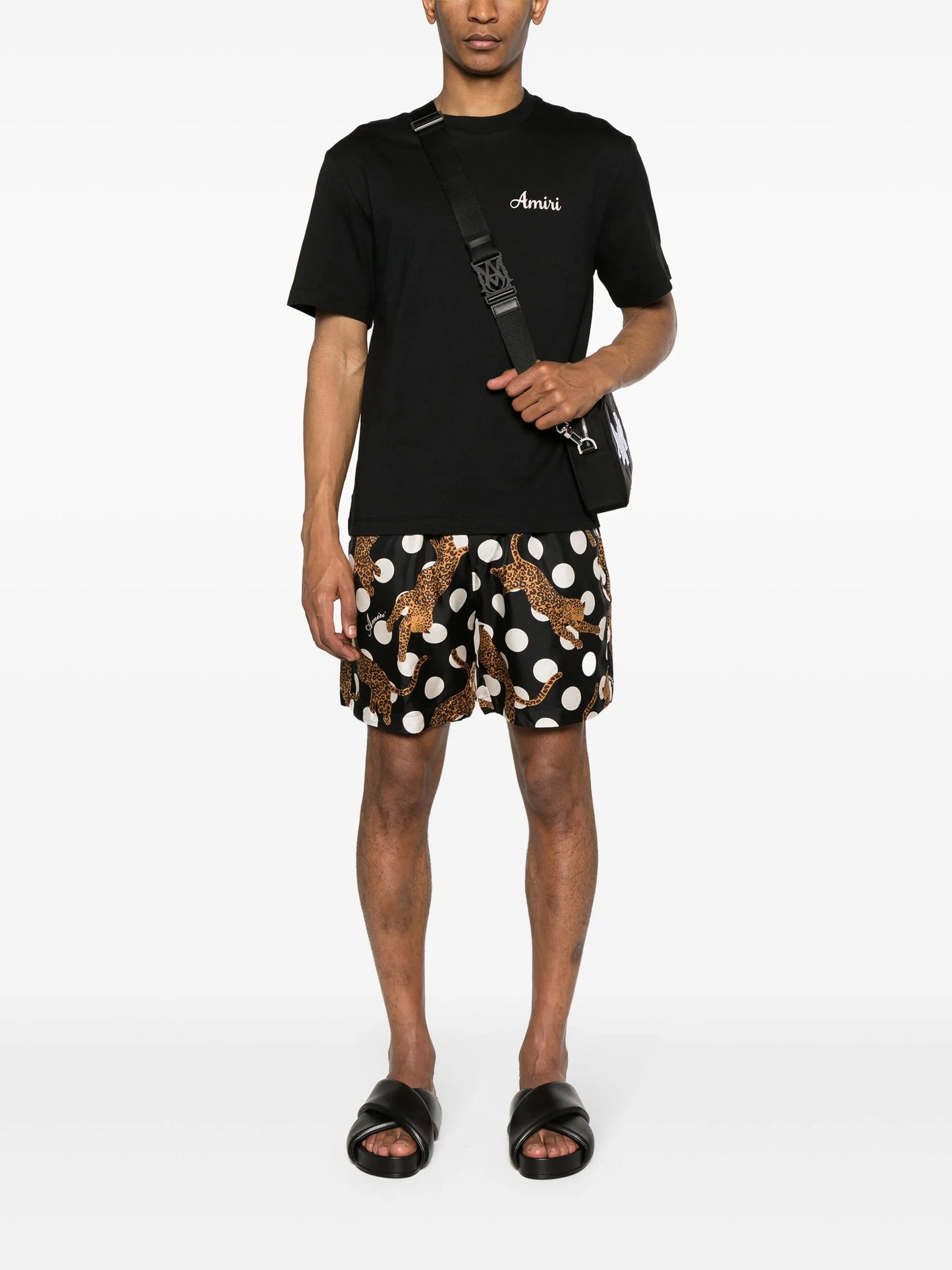 leopard-print polka-dot shorts