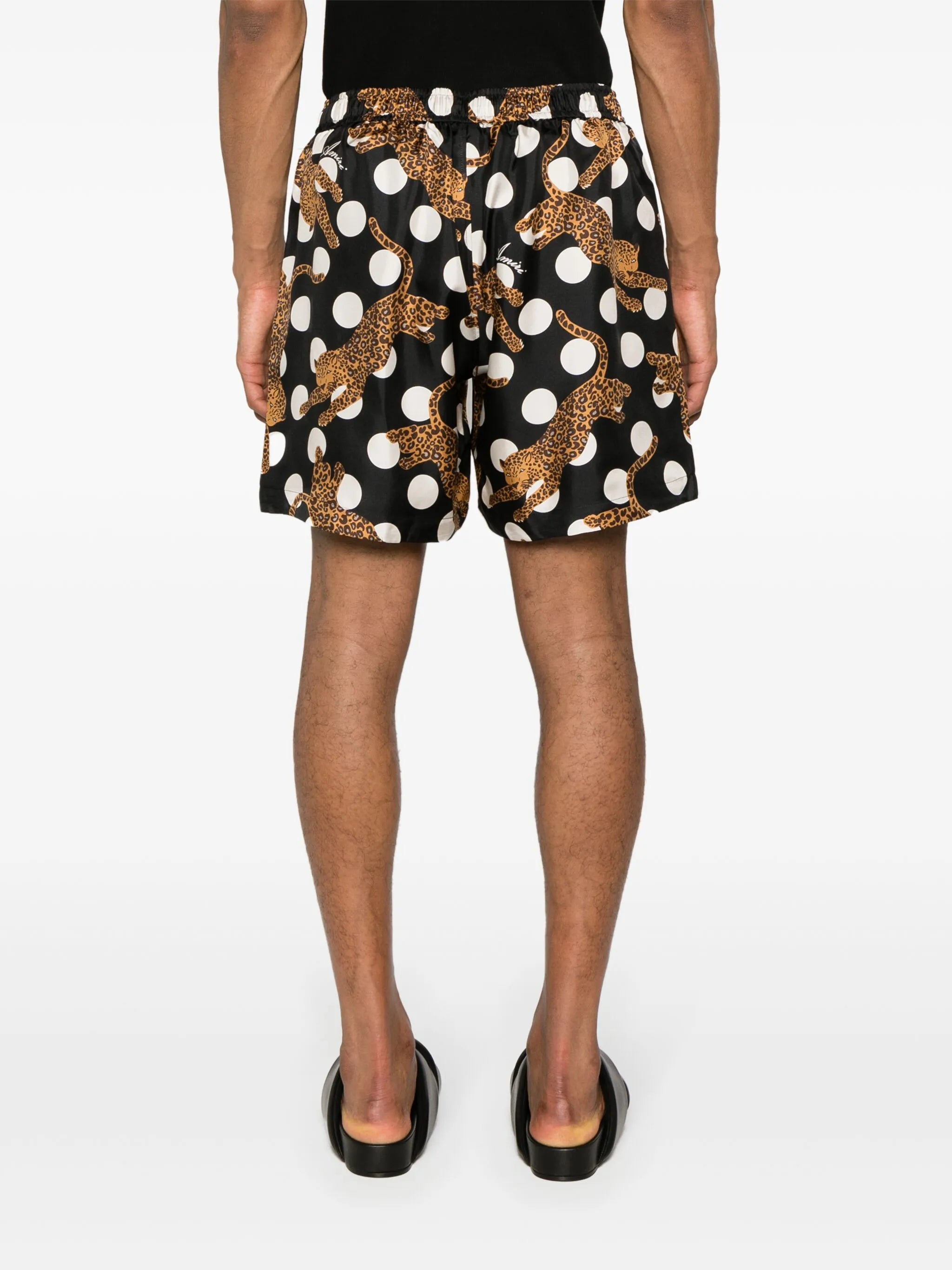 leopard-print polka-dot shorts