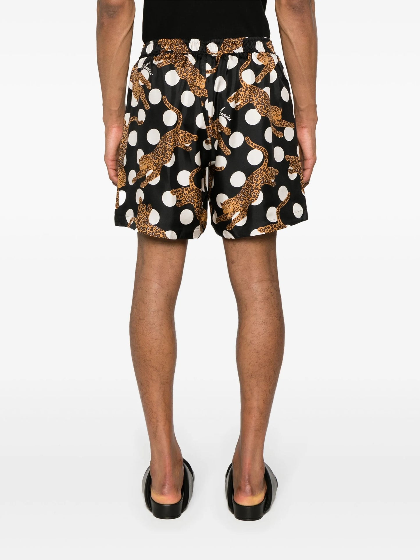 leopard-print polka-dot shorts