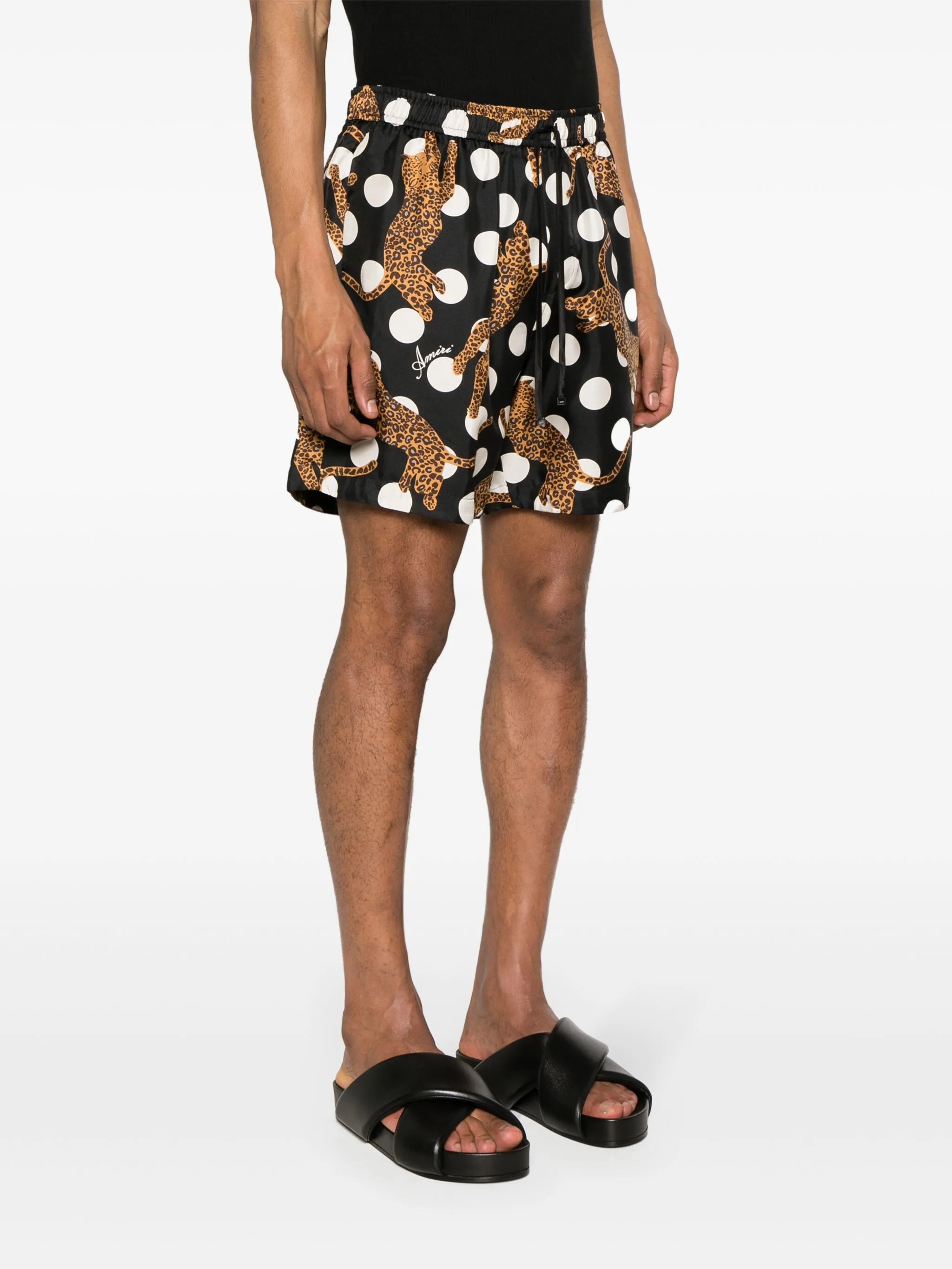 leopard-print polka-dot shorts