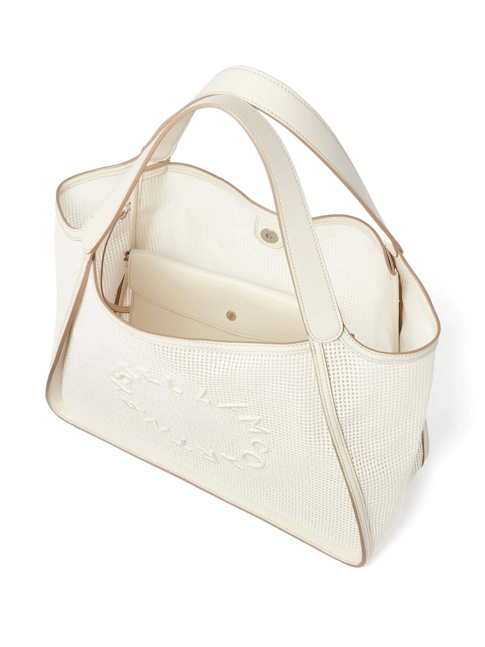 logo-embroidered mesh tote bag