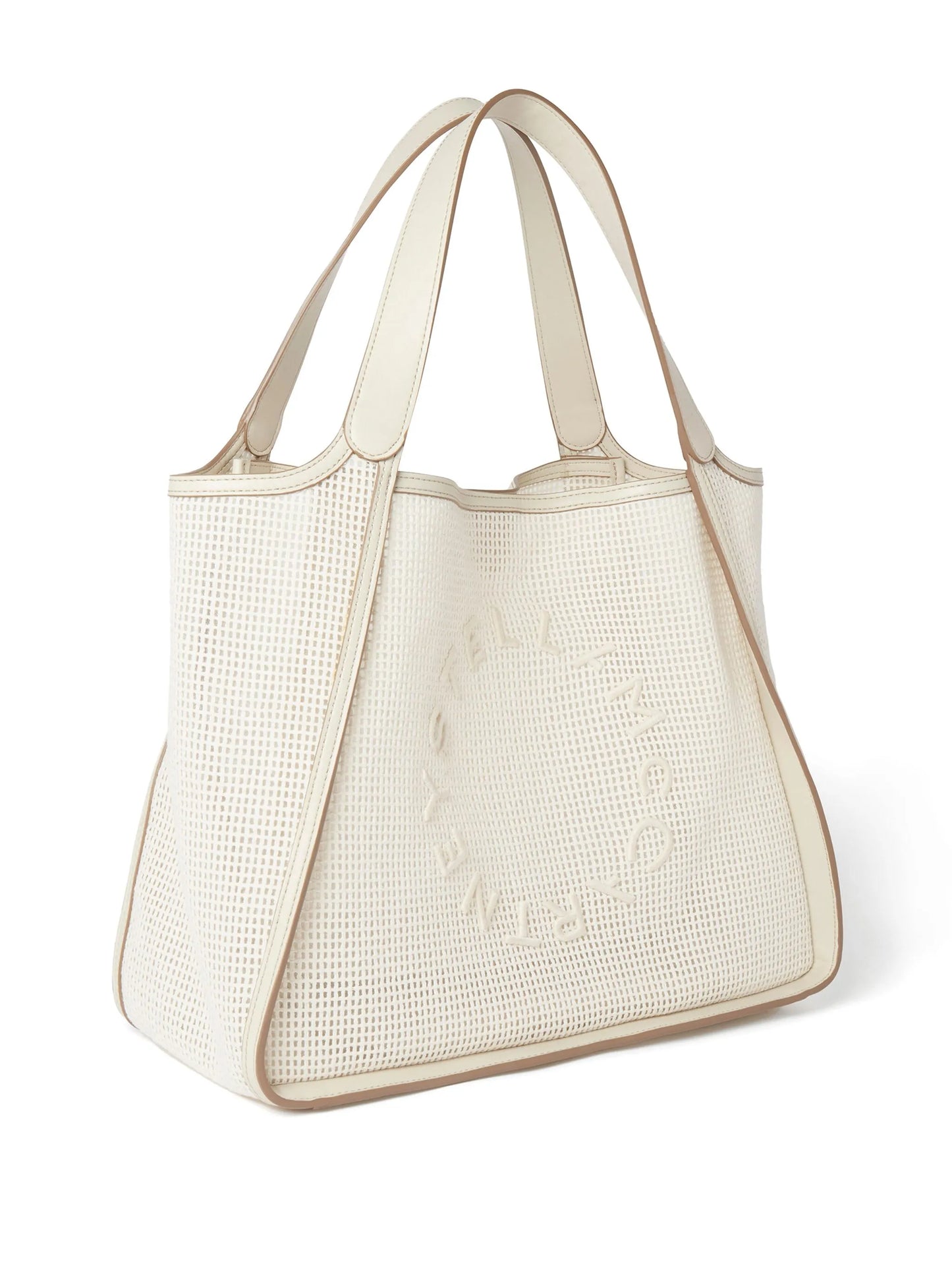 logo-embroidered mesh tote bag
