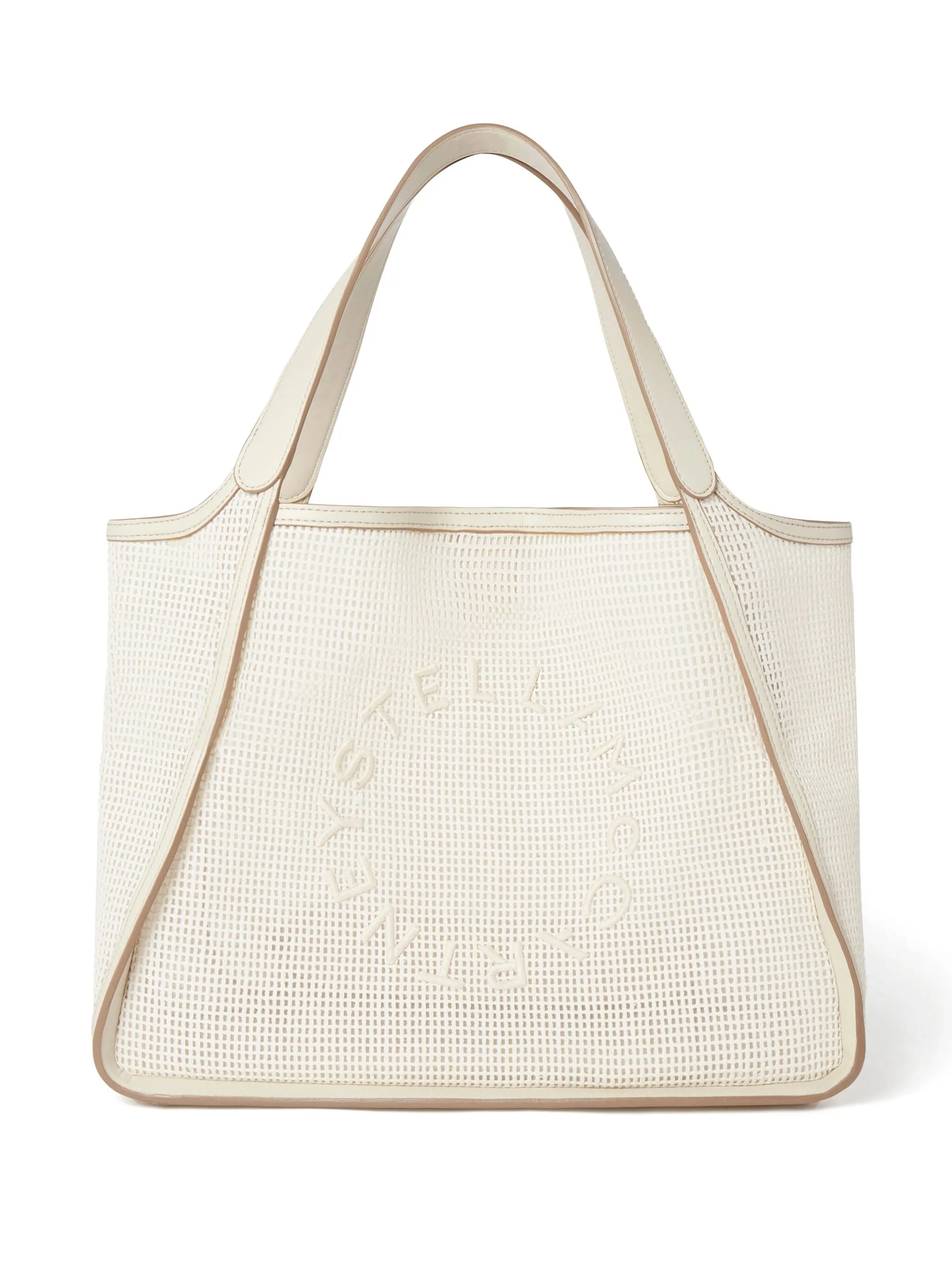 logo-embroidered mesh tote bag
