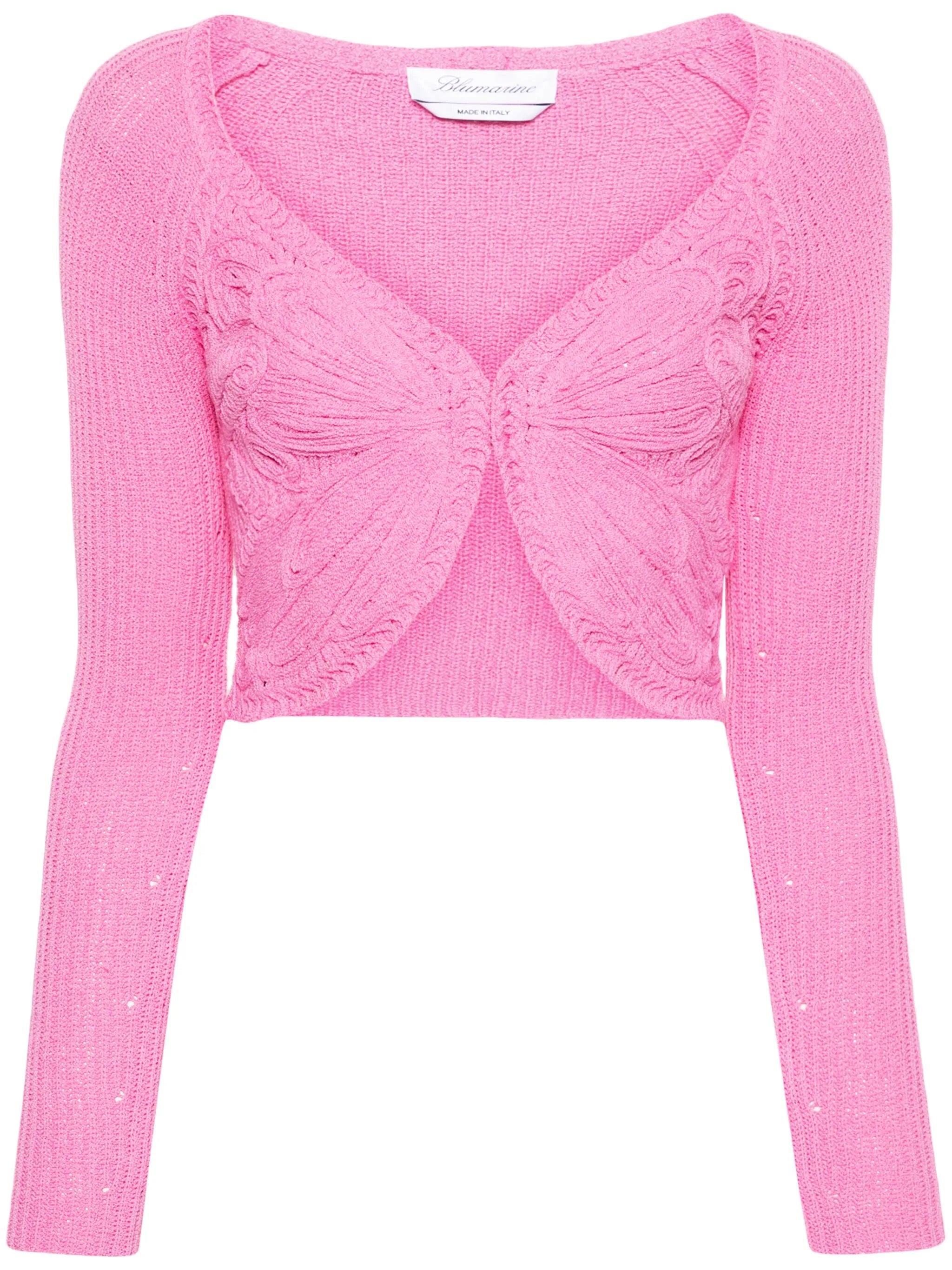 cropped butterfly-knit cardigan