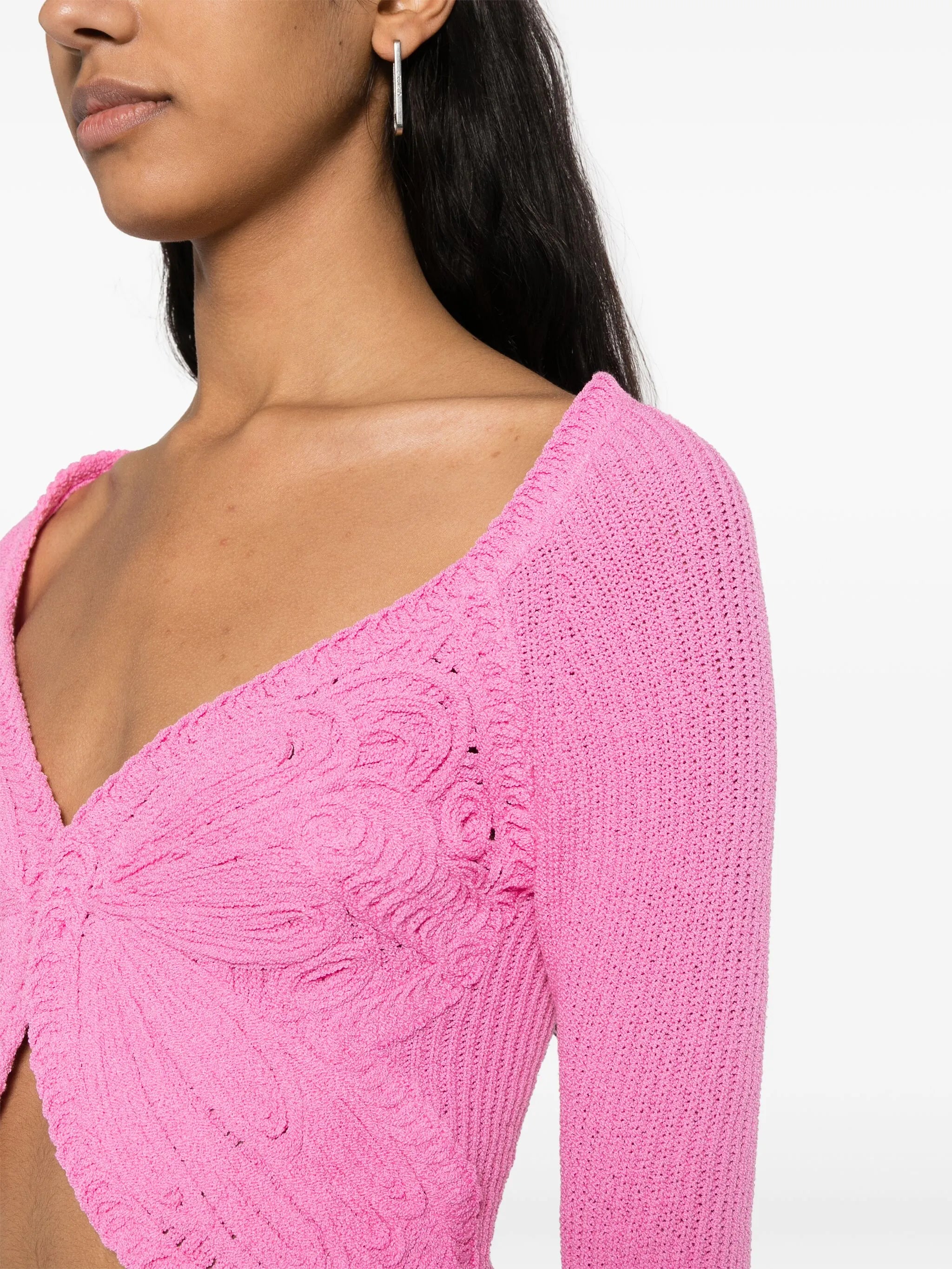 cropped butterfly-knit cardigan