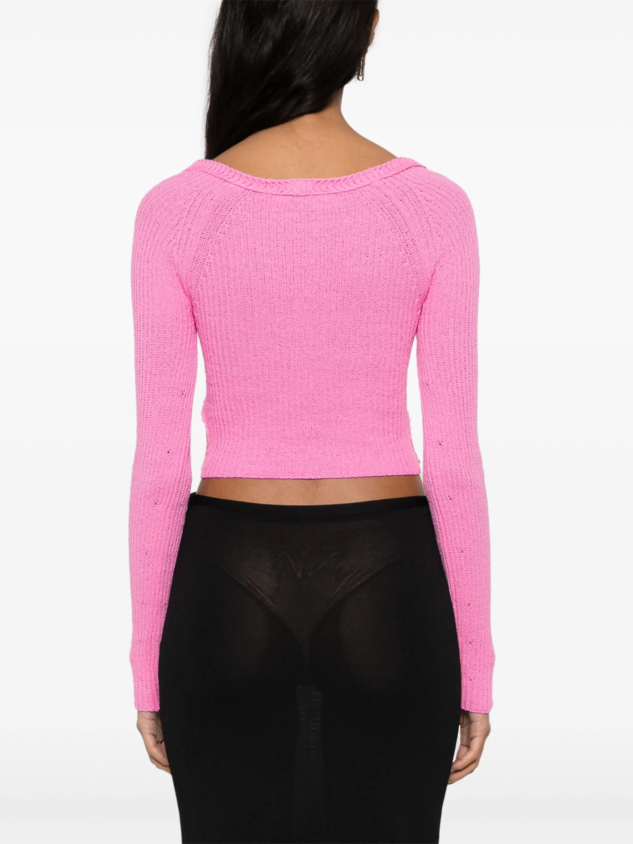 cropped butterfly-knit cardigan
