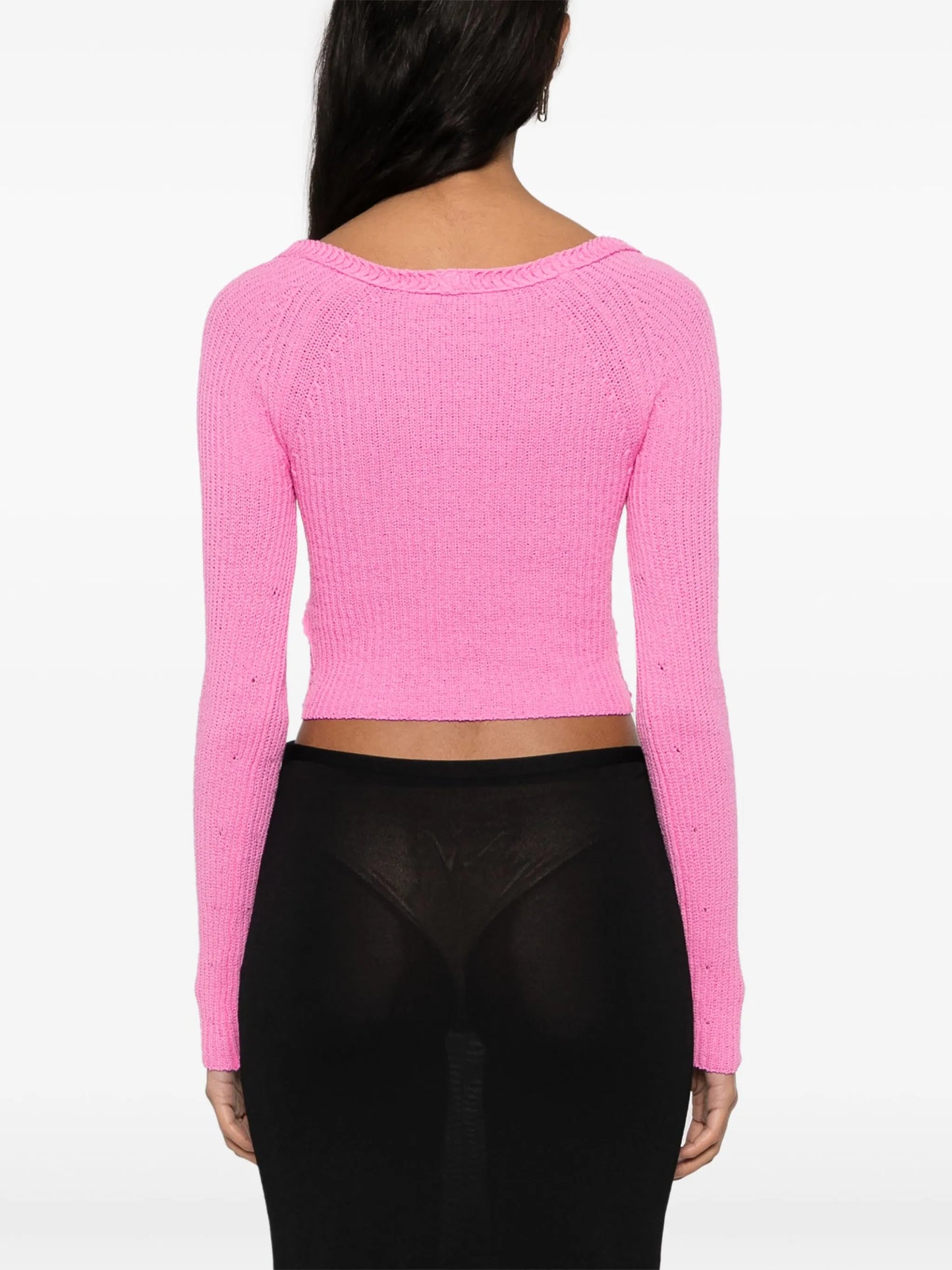 cropped butterfly-knit cardigan