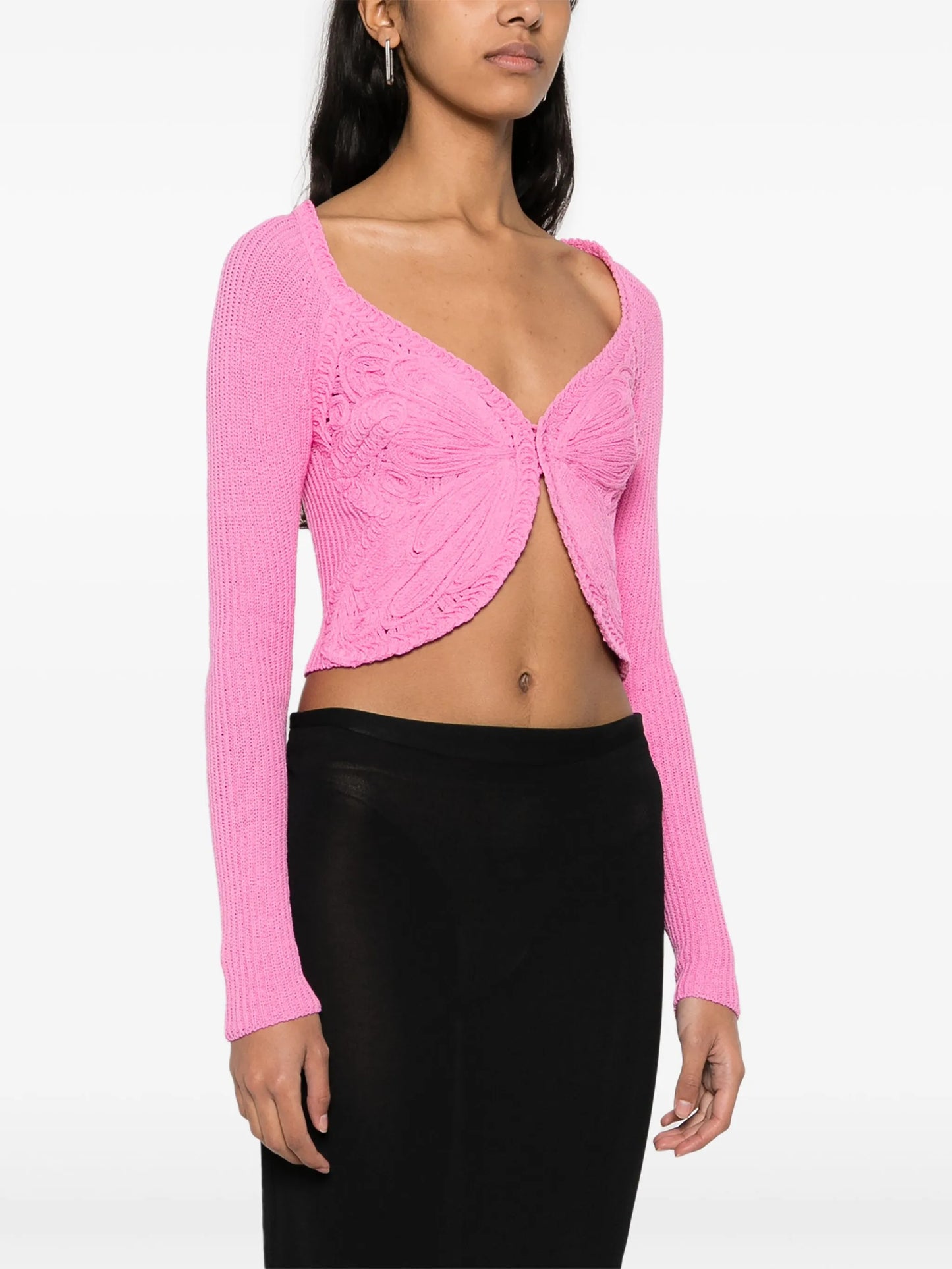 cropped butterfly-knit cardigan