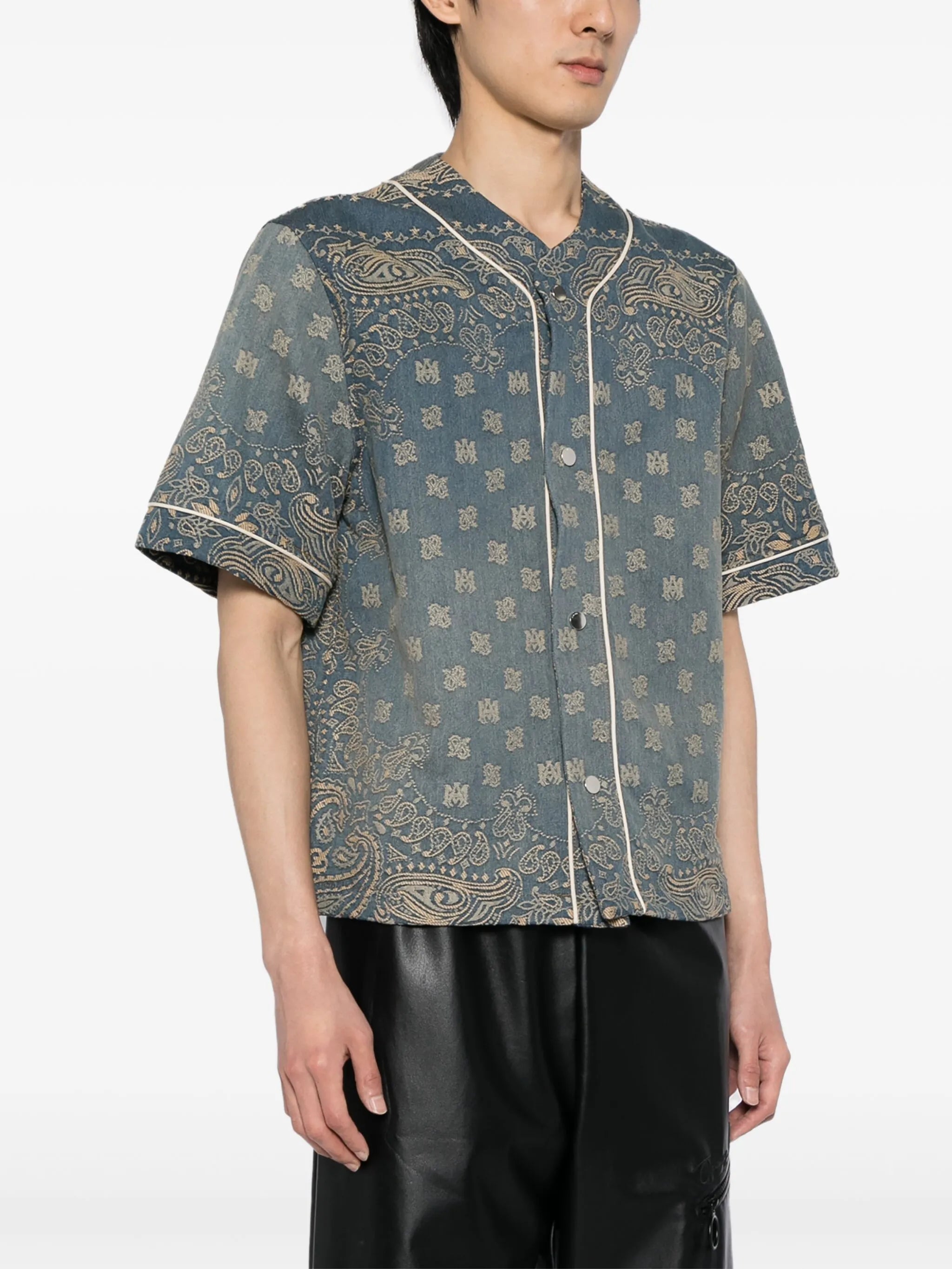 monogram-jacquard denim shirt