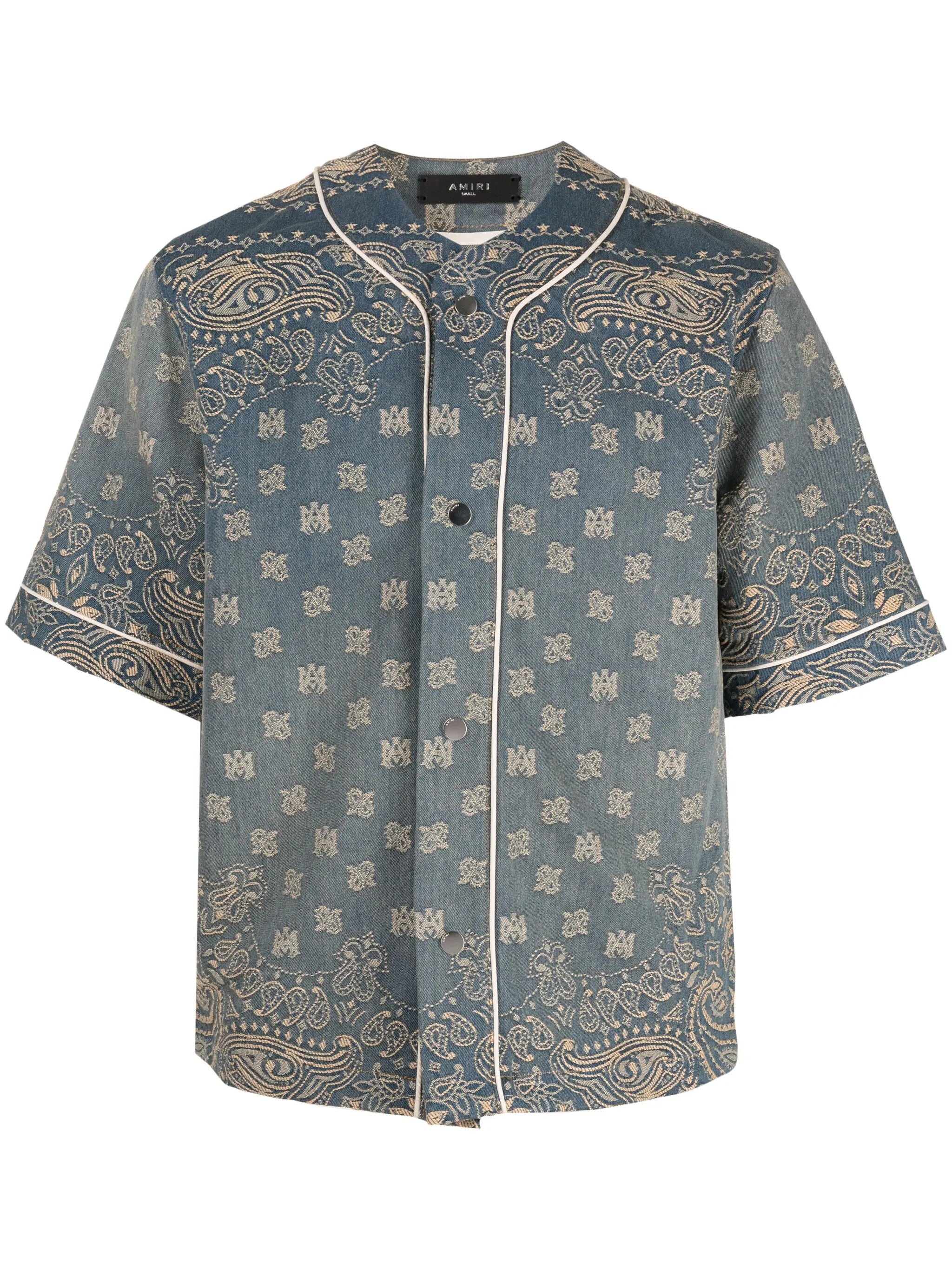 monogram-jacquard denim shirt