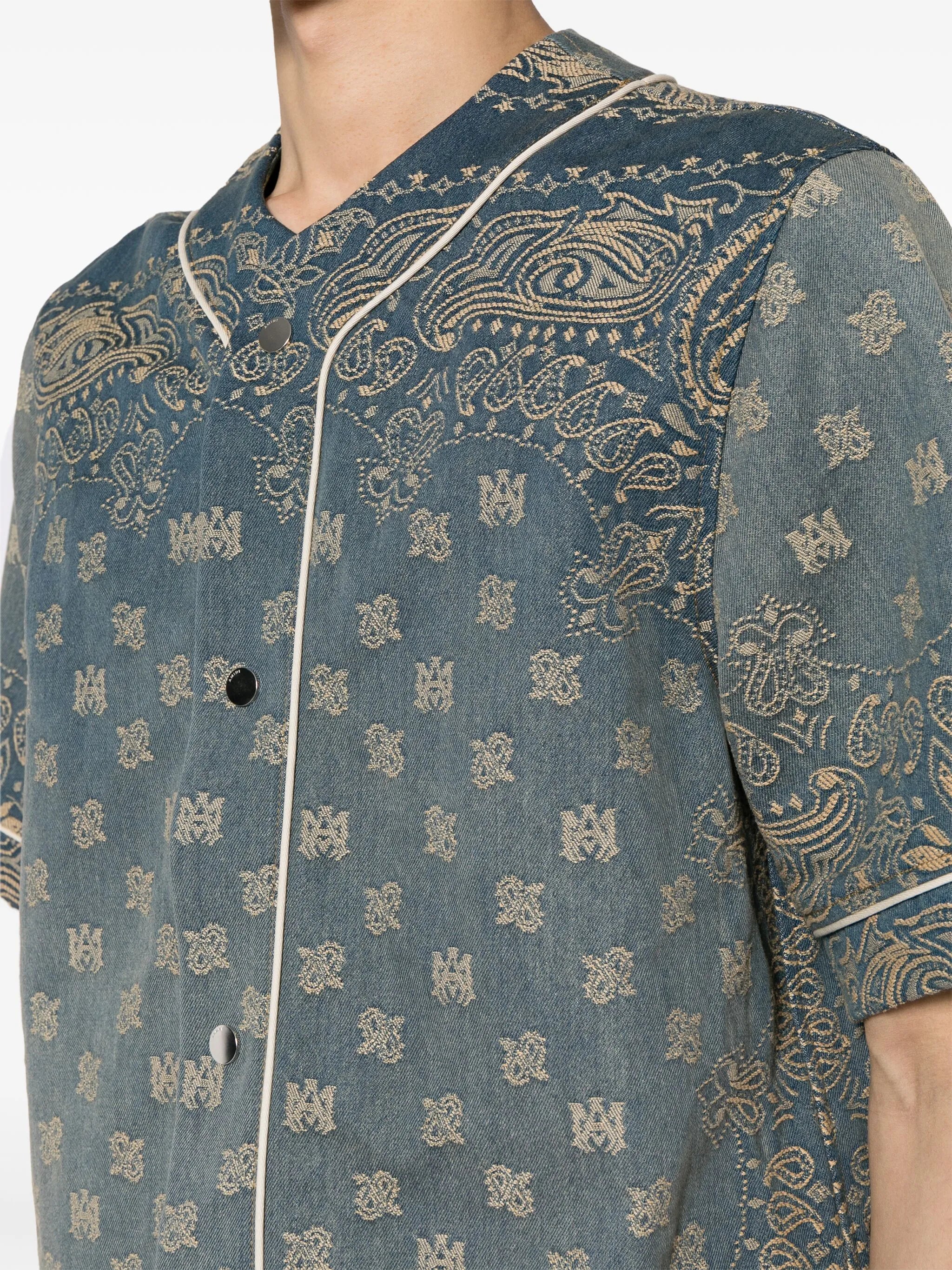 monogram-jacquard denim shirt