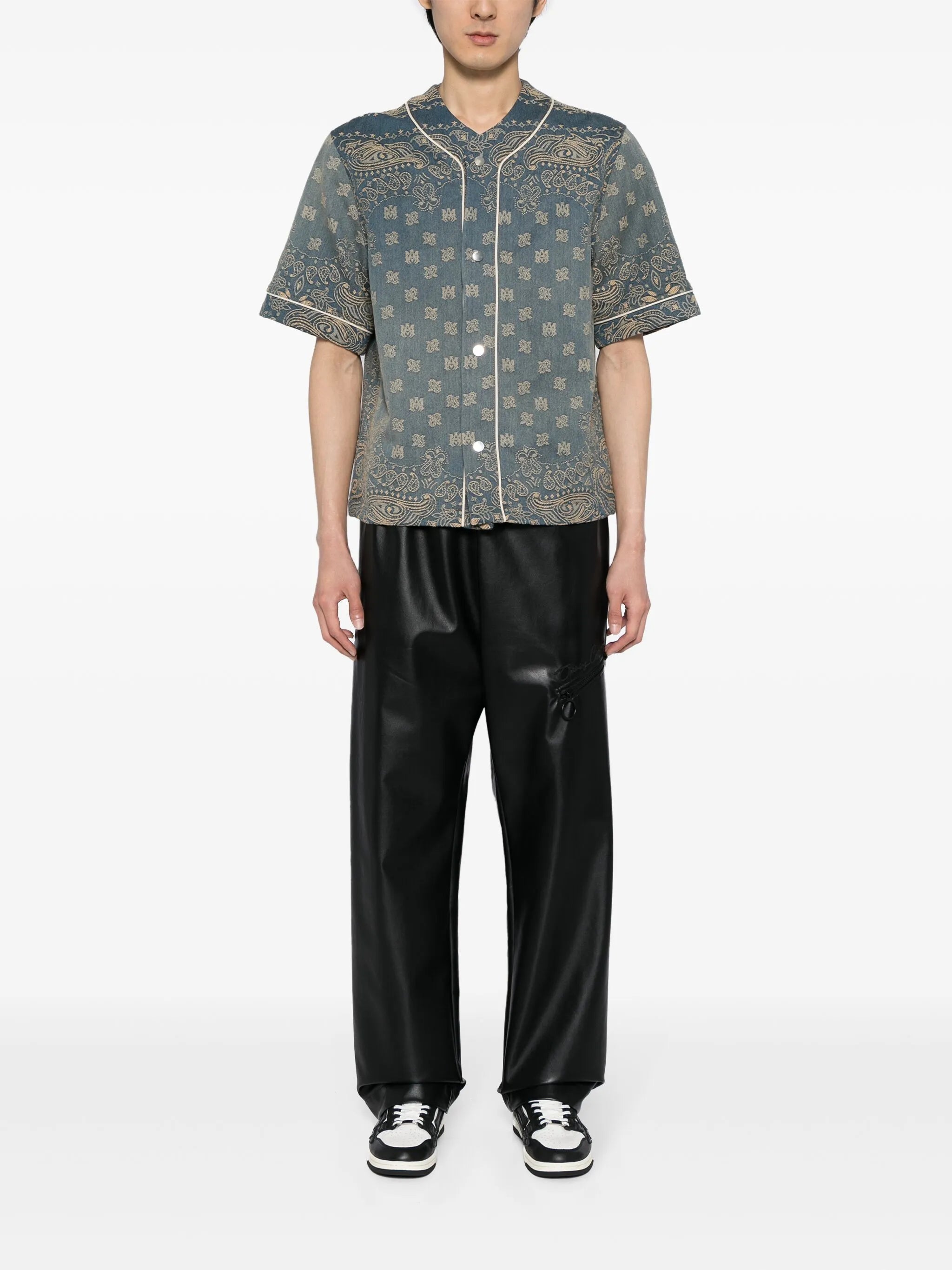 monogram-jacquard denim shirt