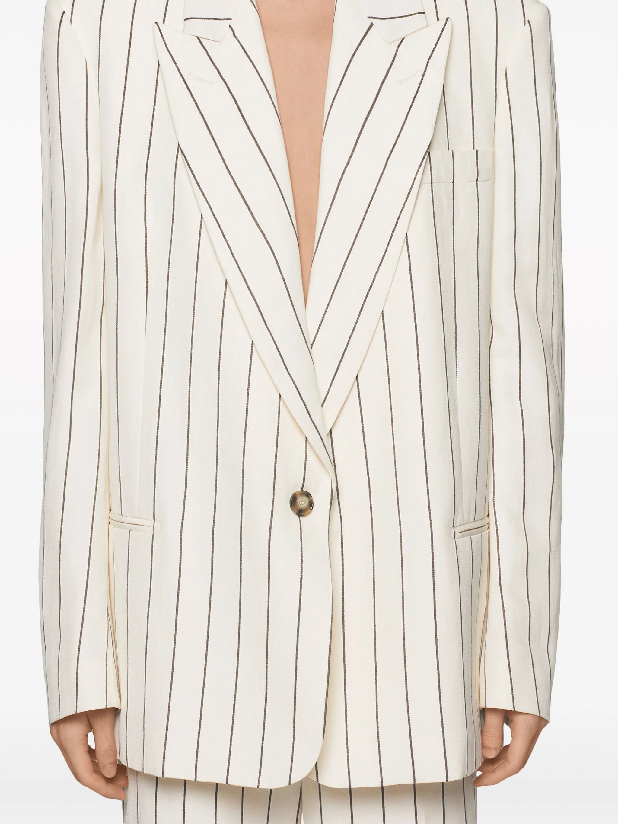 pinstriped single-breasted blazer