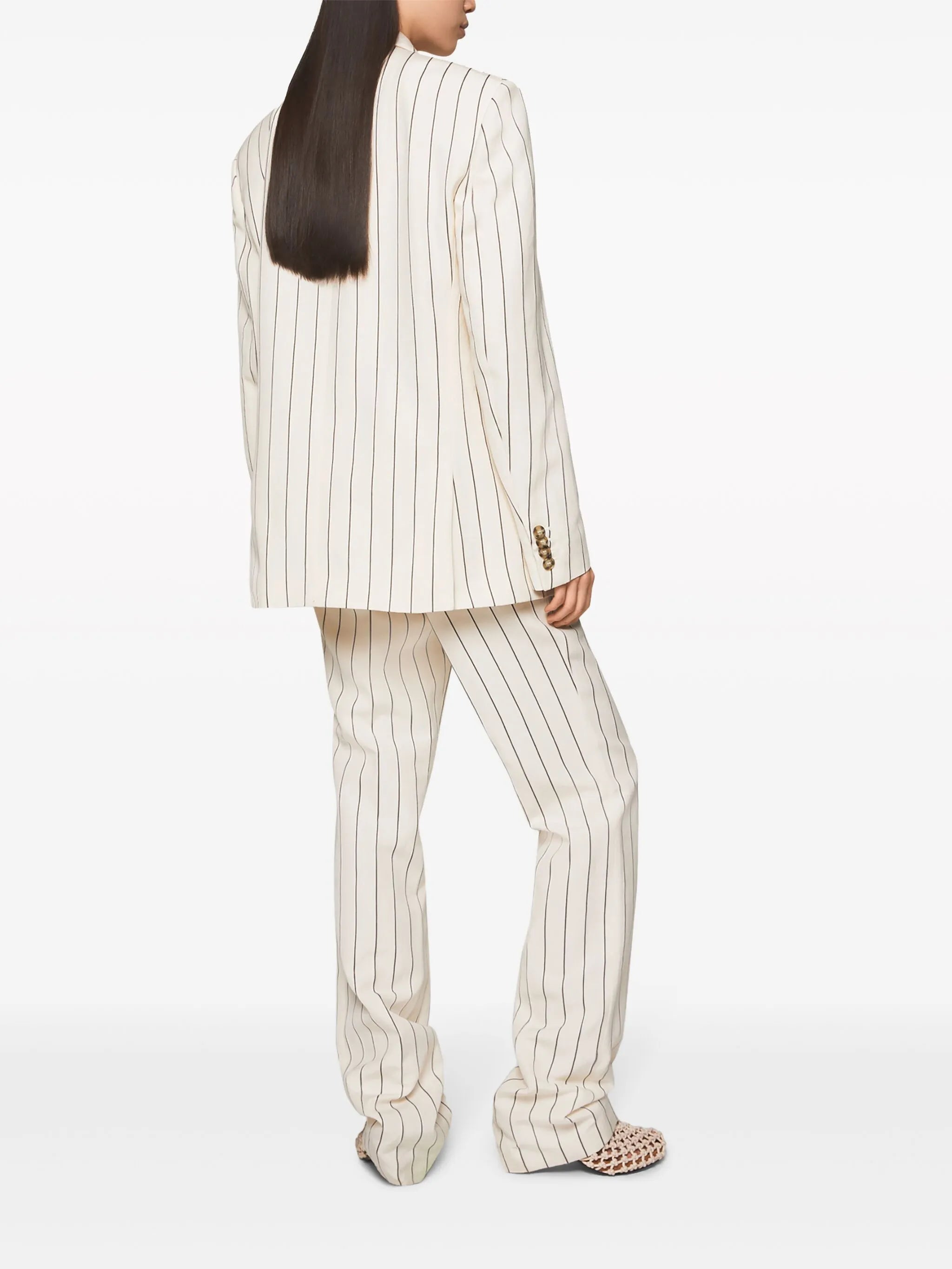 pinstriped single-breasted blazer