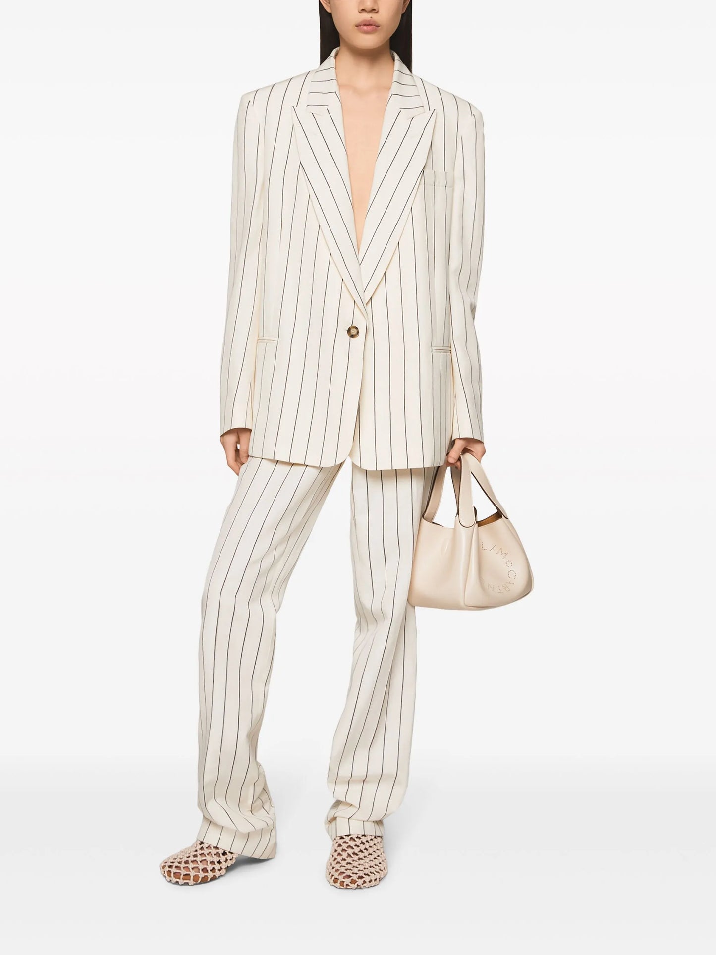 pinstriped single-breasted blazer
