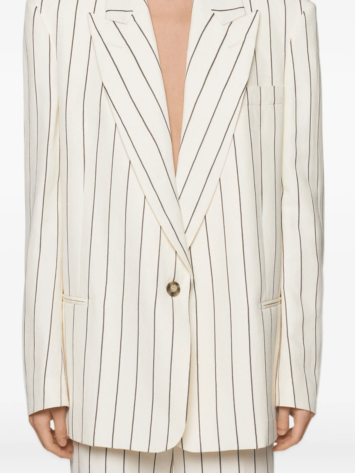 pinstriped single-breasted blazer