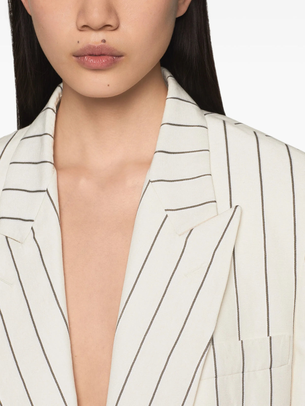 pinstriped single-breasted blazer