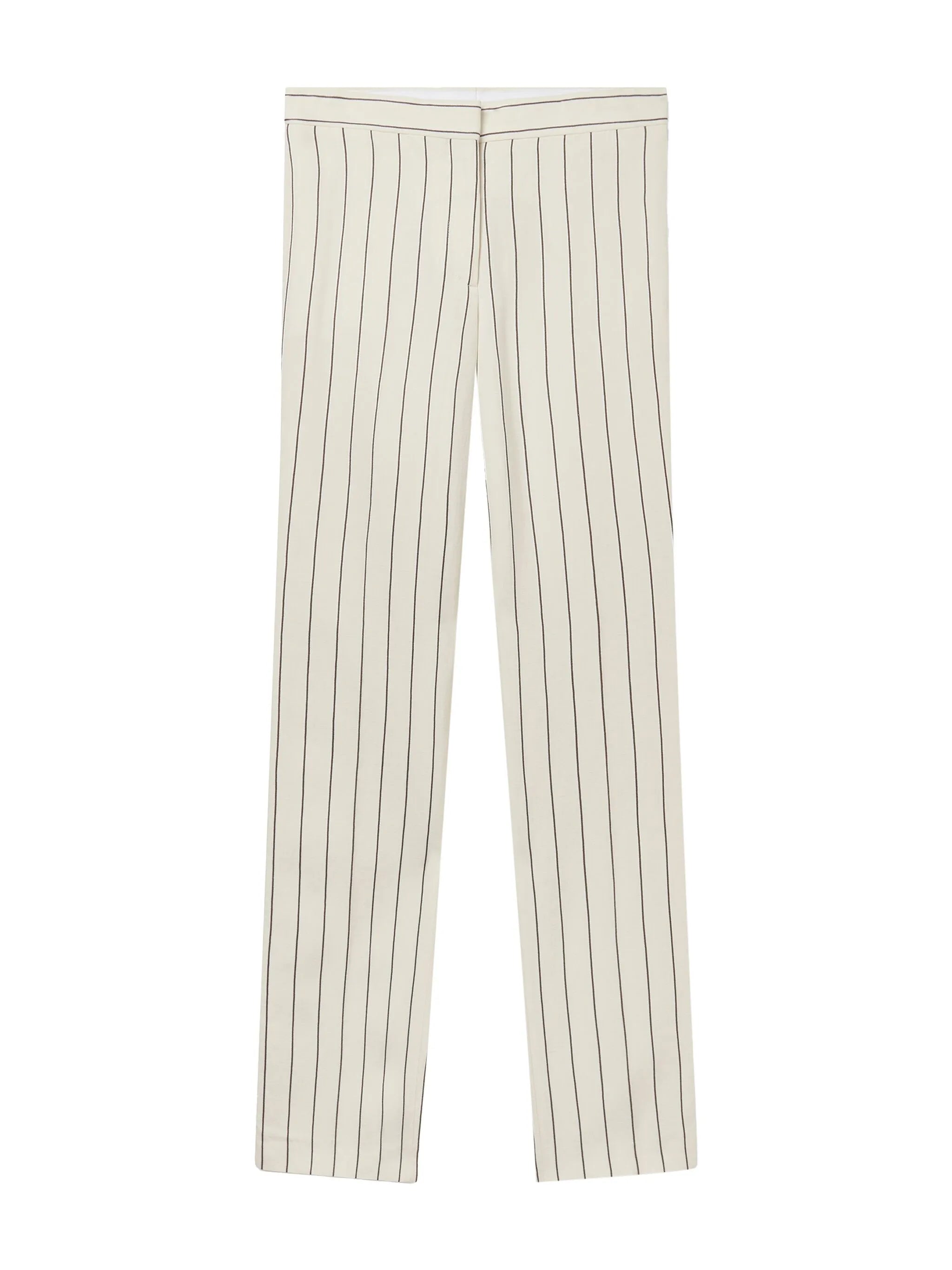 pinstriped mid-rise straight-leg trousers