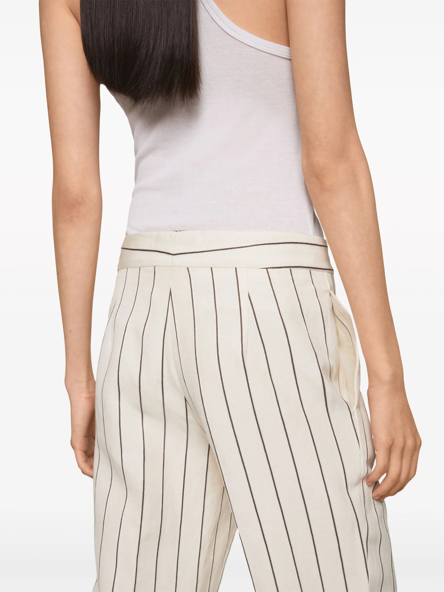 pinstriped mid-rise straight-leg trousers