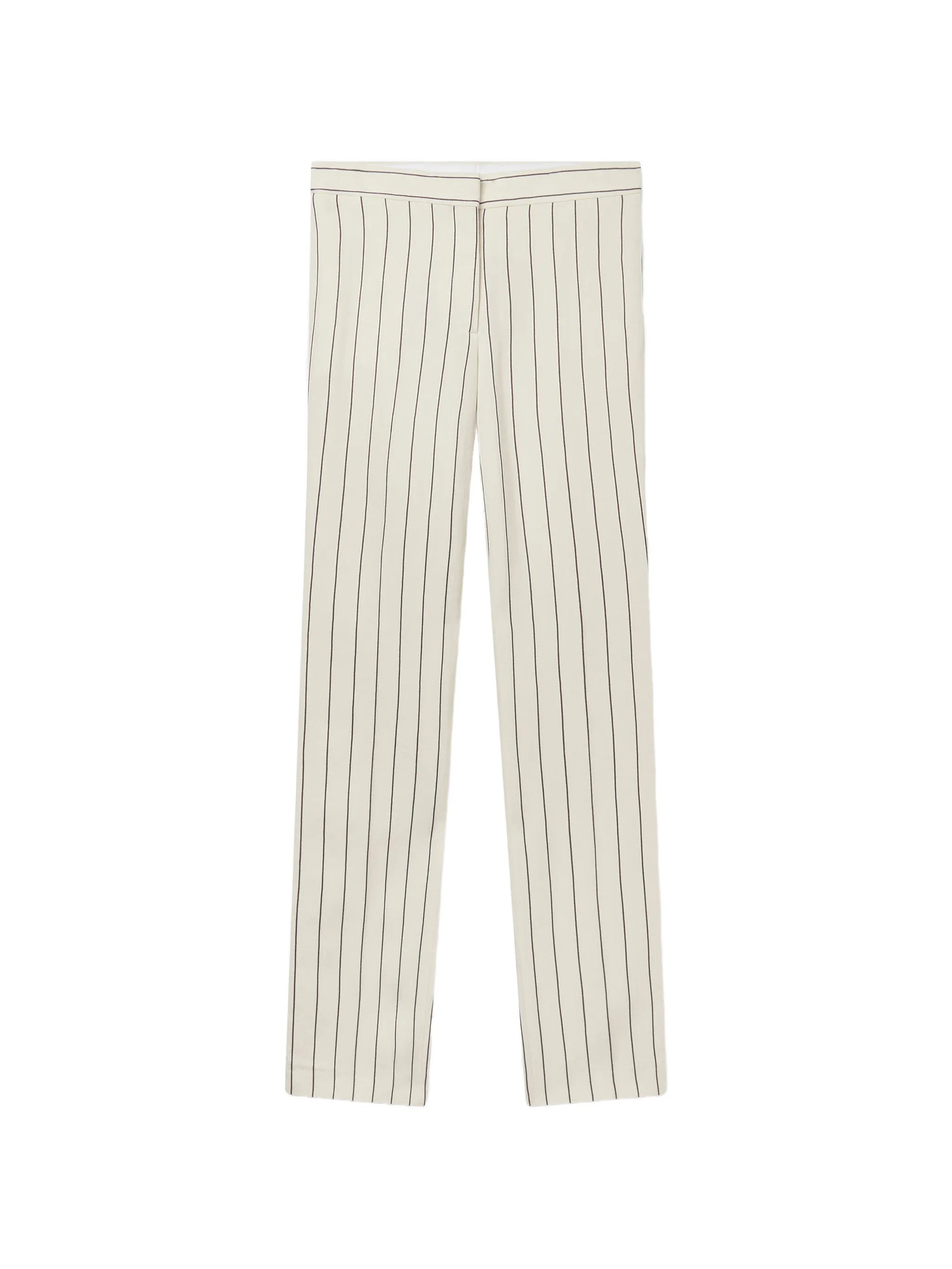 pinstriped mid-rise straight-leg trousers