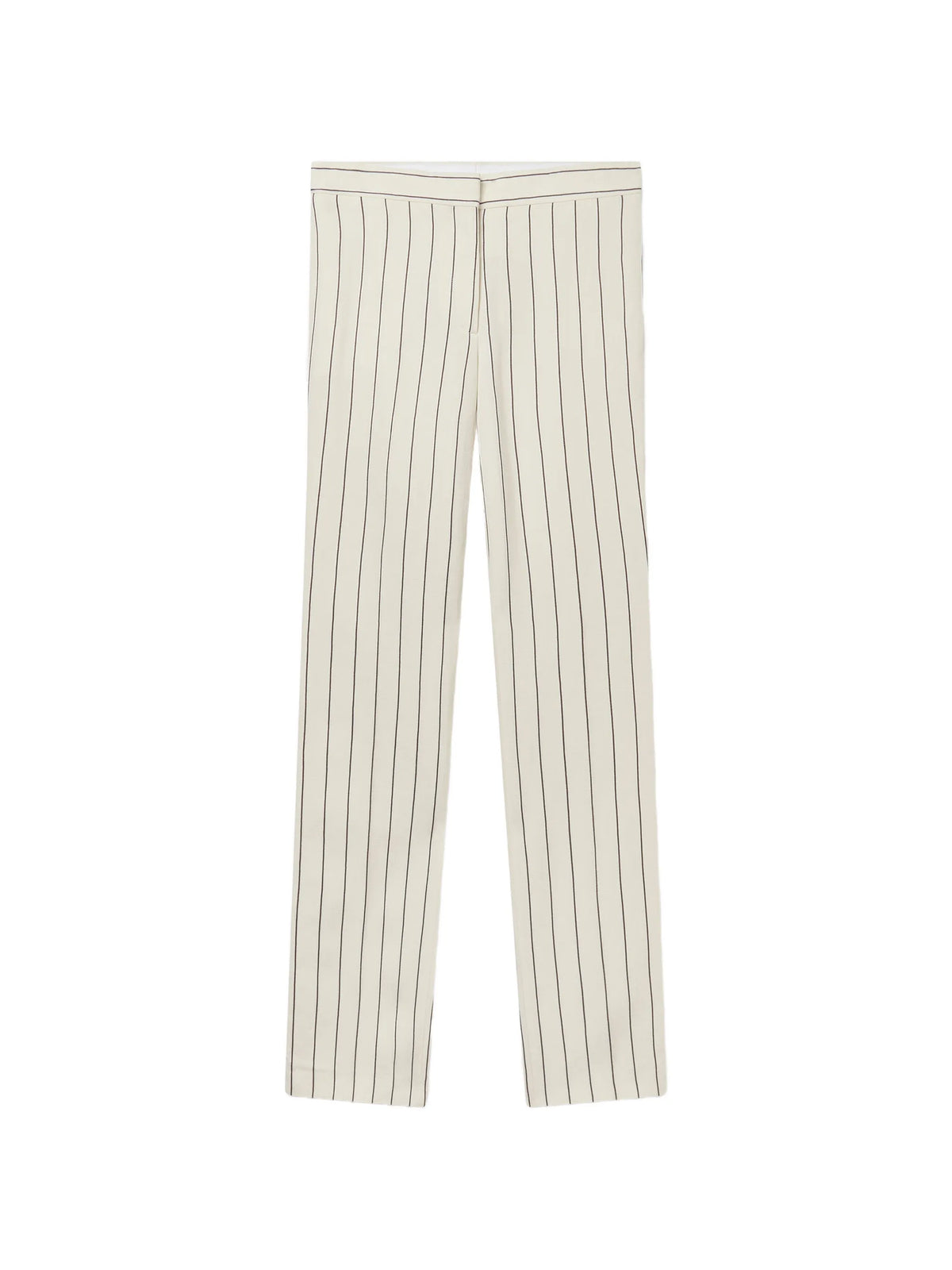 pinstriped mid-rise straight-leg trousers