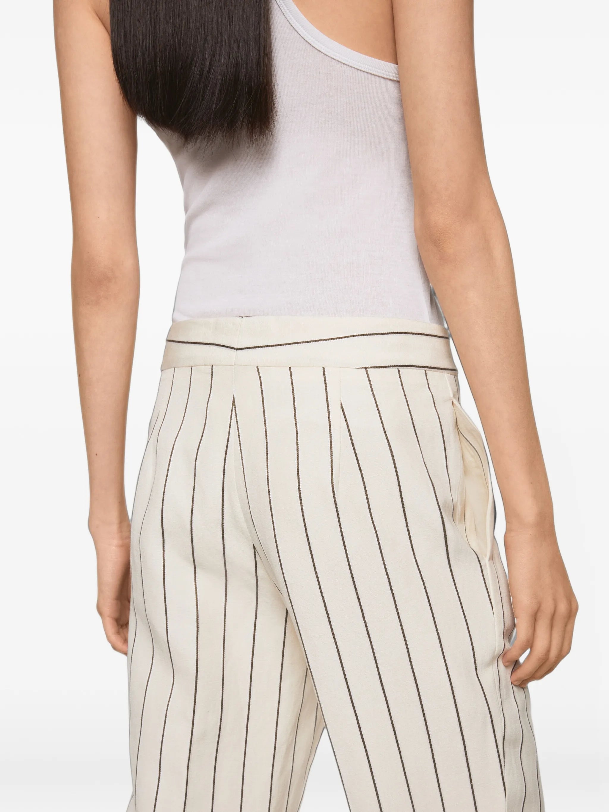 pinstriped mid-rise straight-leg trousers