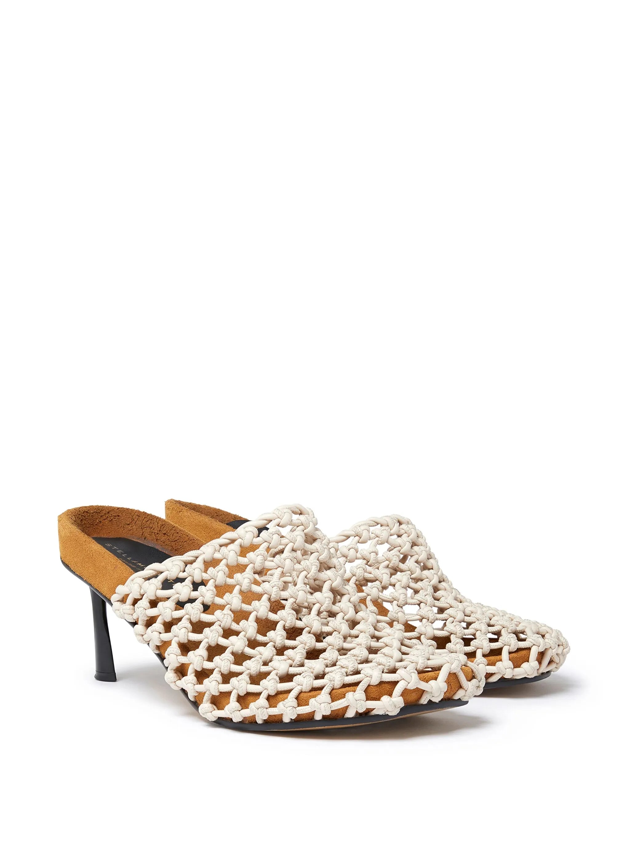 caged faux-leather mules