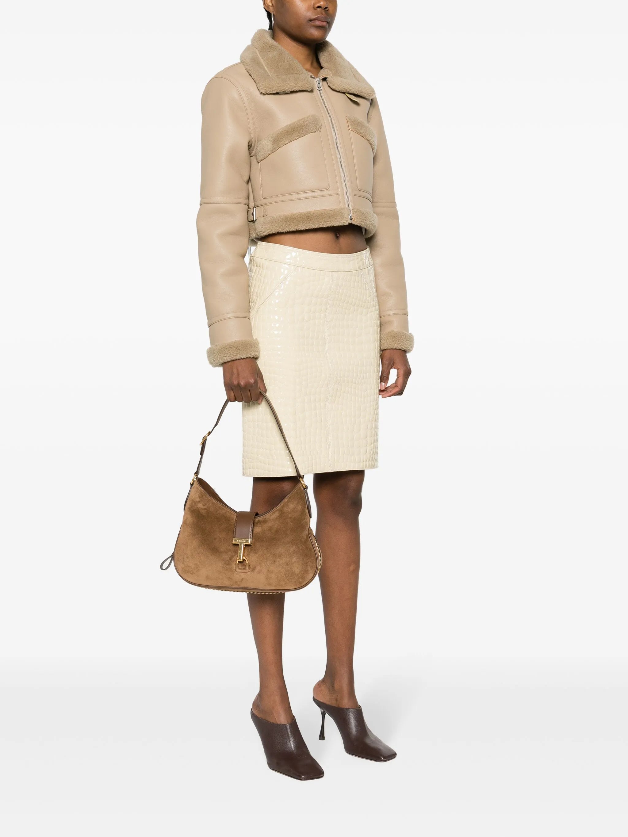 medium Monarch suede shoulder bag