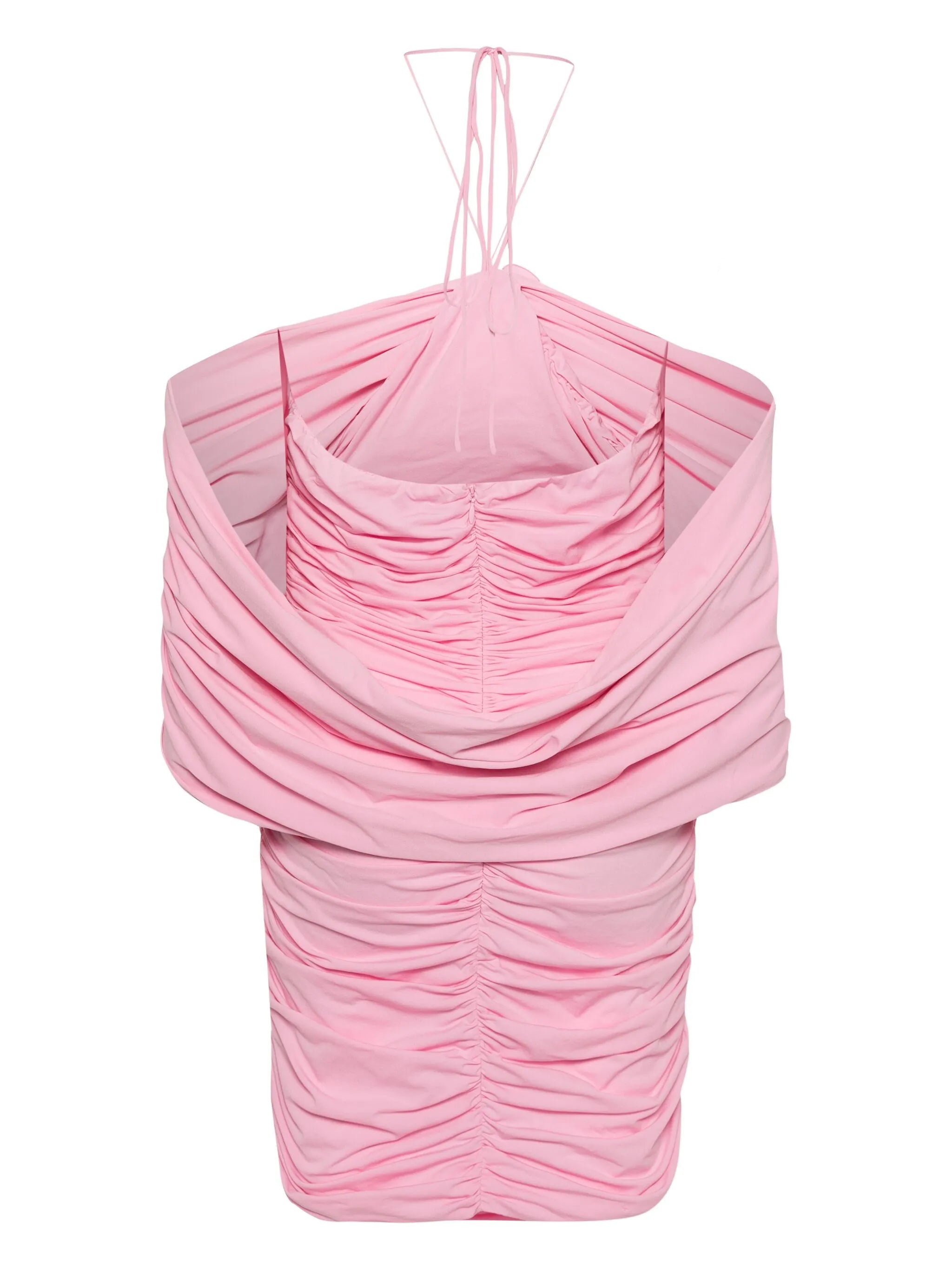 flower-appliqué ruched mini dress