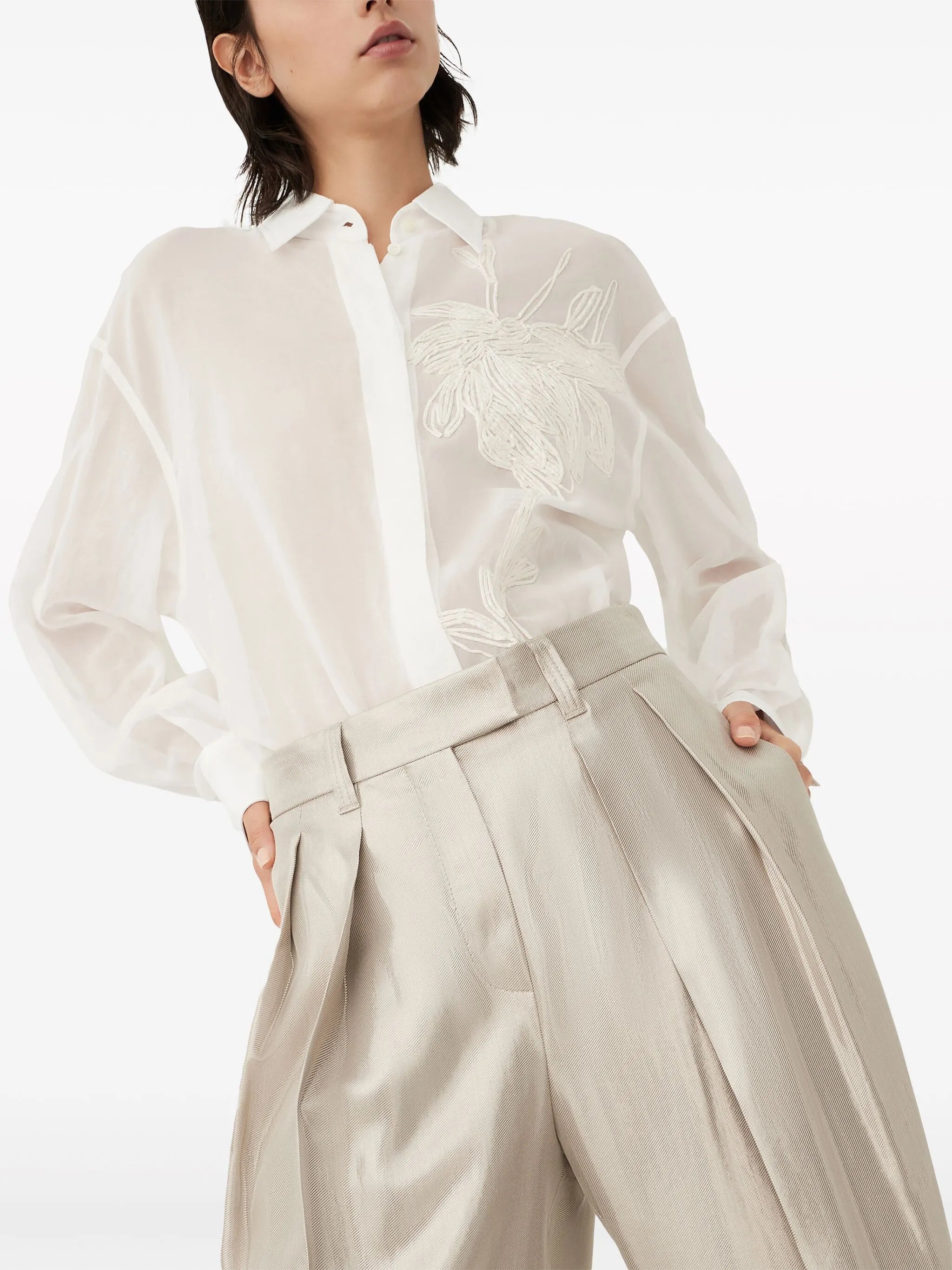 pleated wide-leg trousers