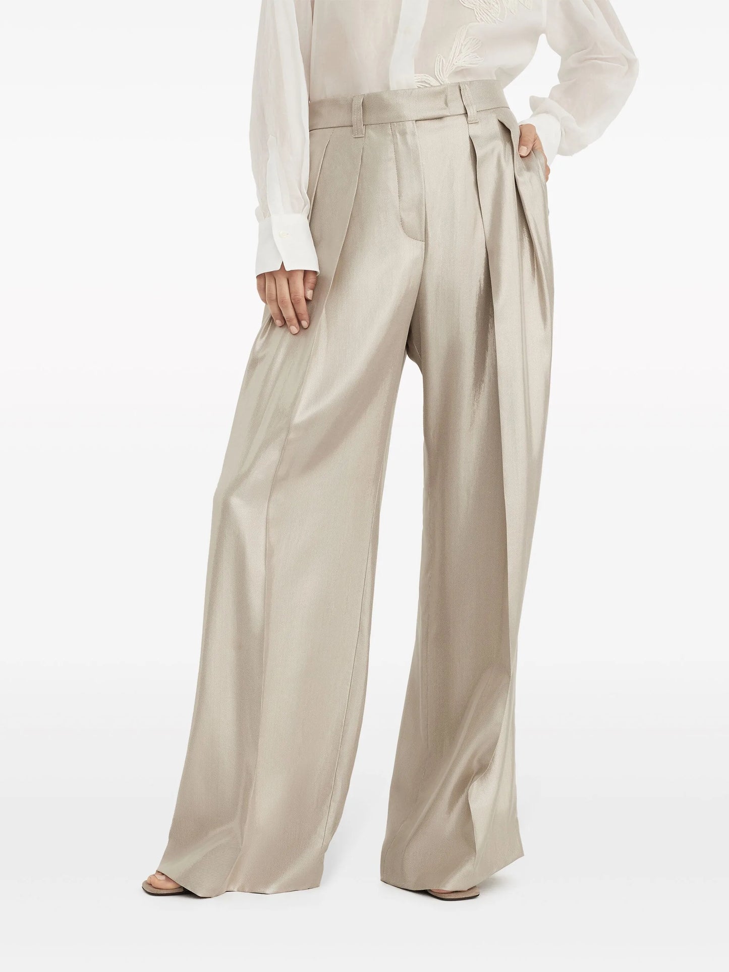 pleated wide-leg trousers