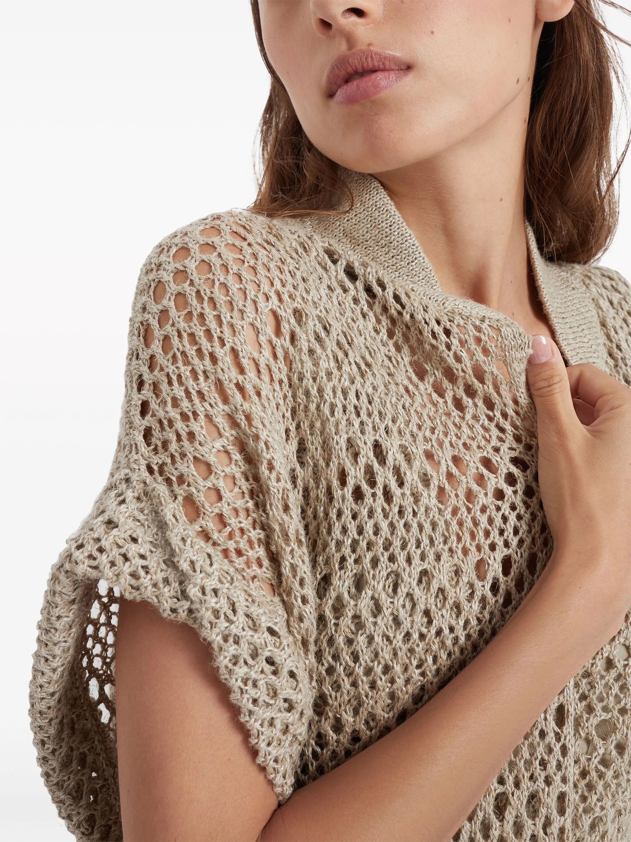 Net open-knit cardi-coat