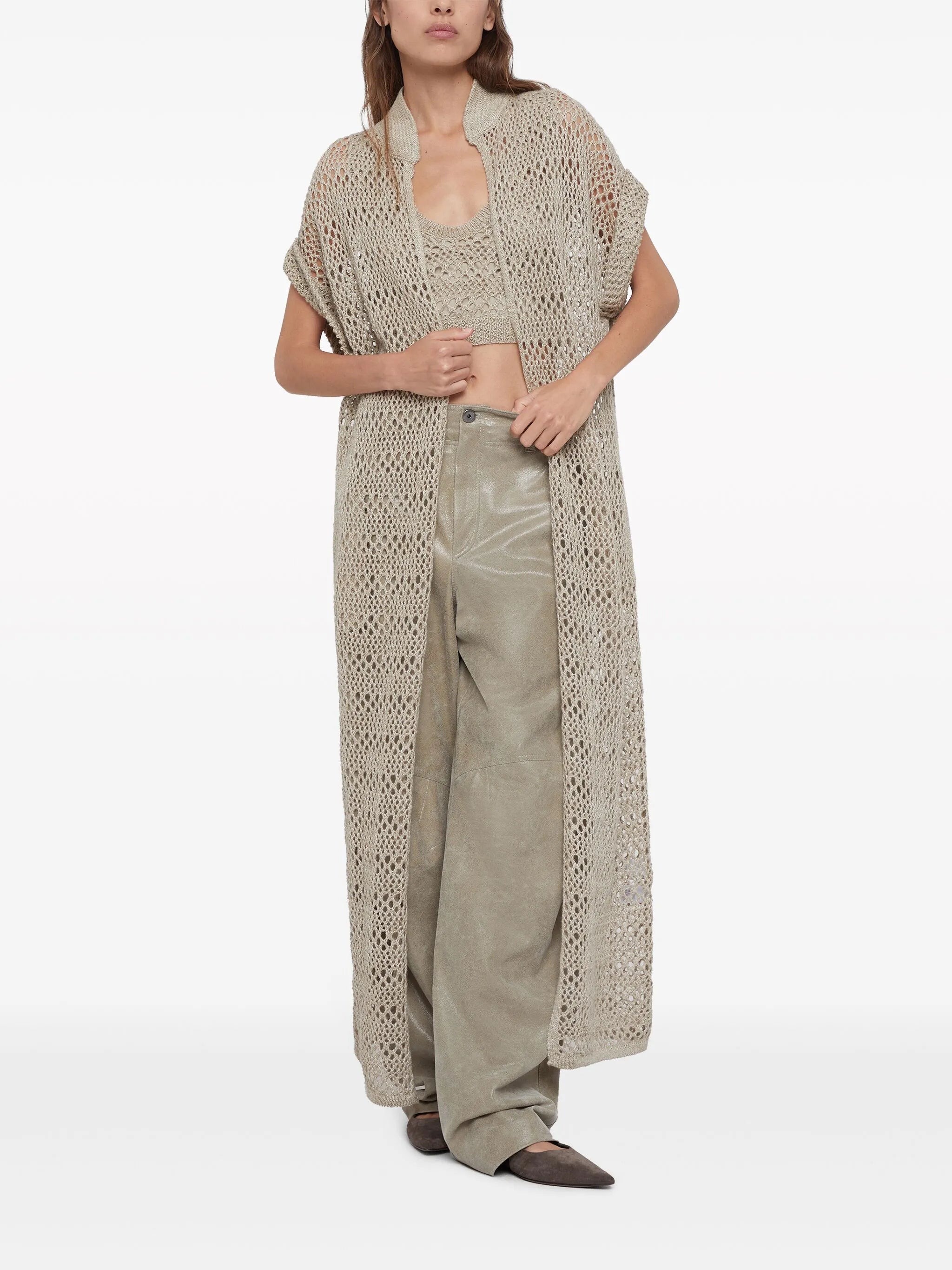 Net open-knit cardi-coat
