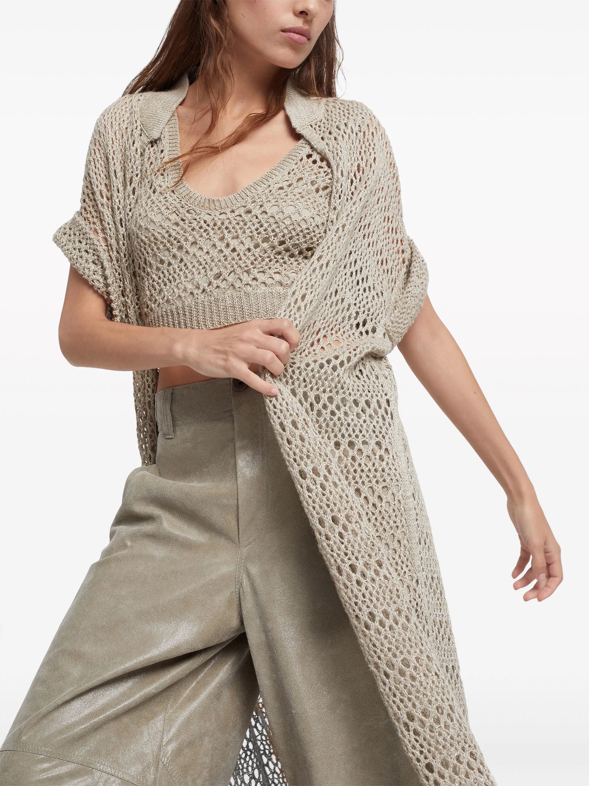 Net open-knit cardi-coat