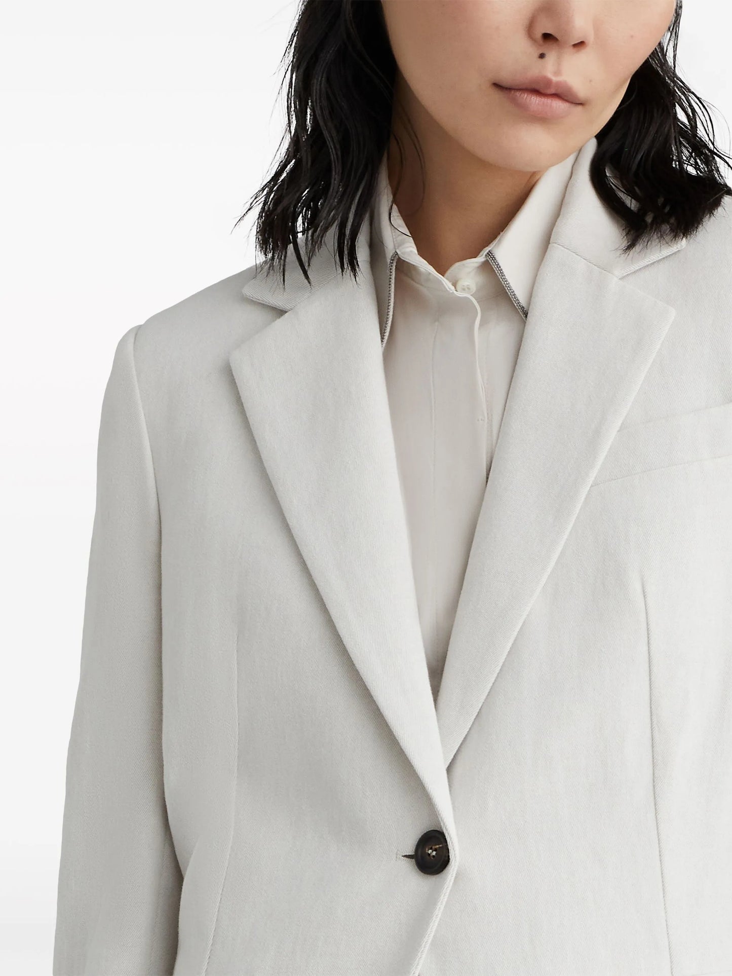 gabardine-weave single-breasted blazer