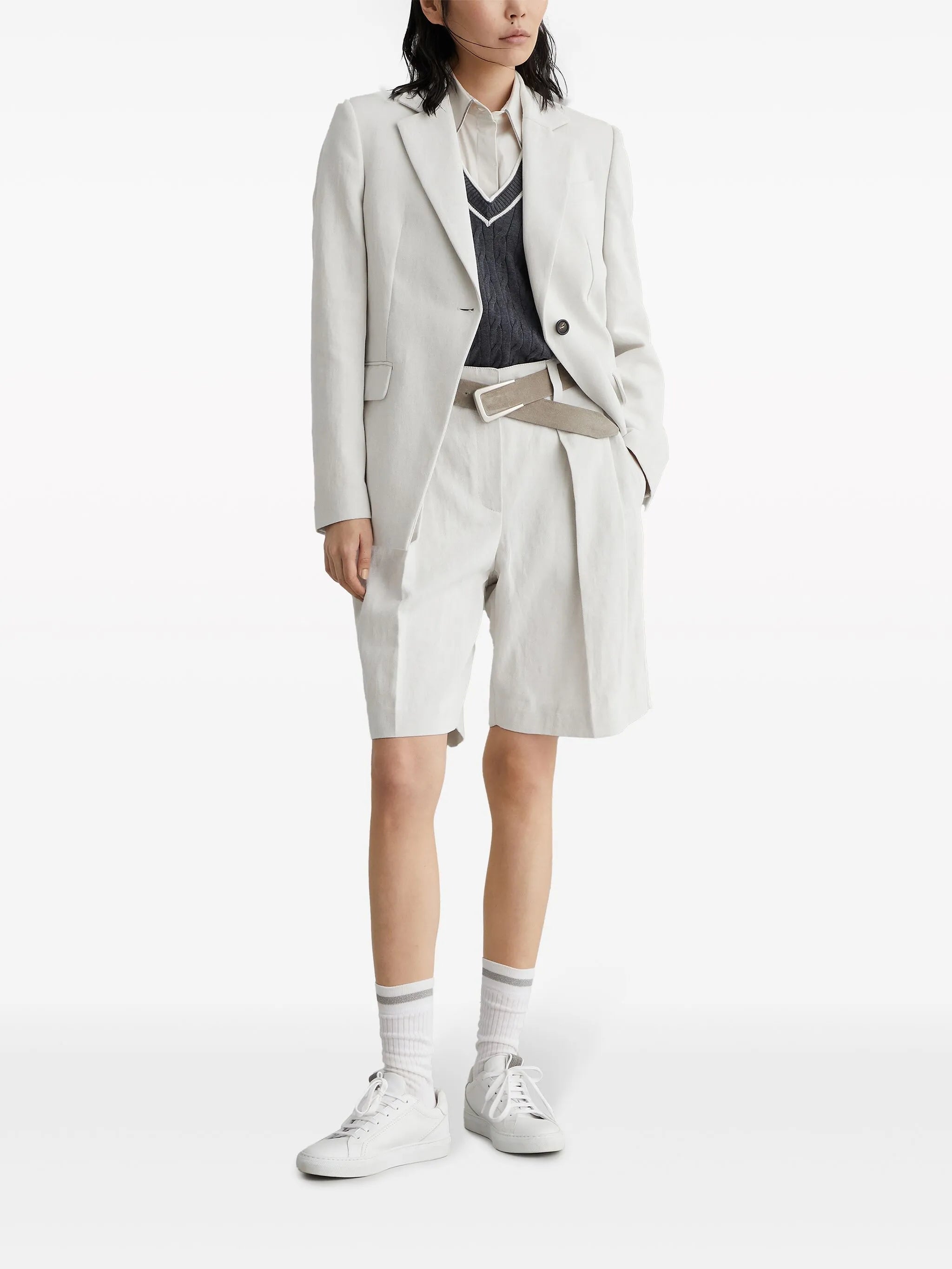 gabardine-weave single-breasted blazer