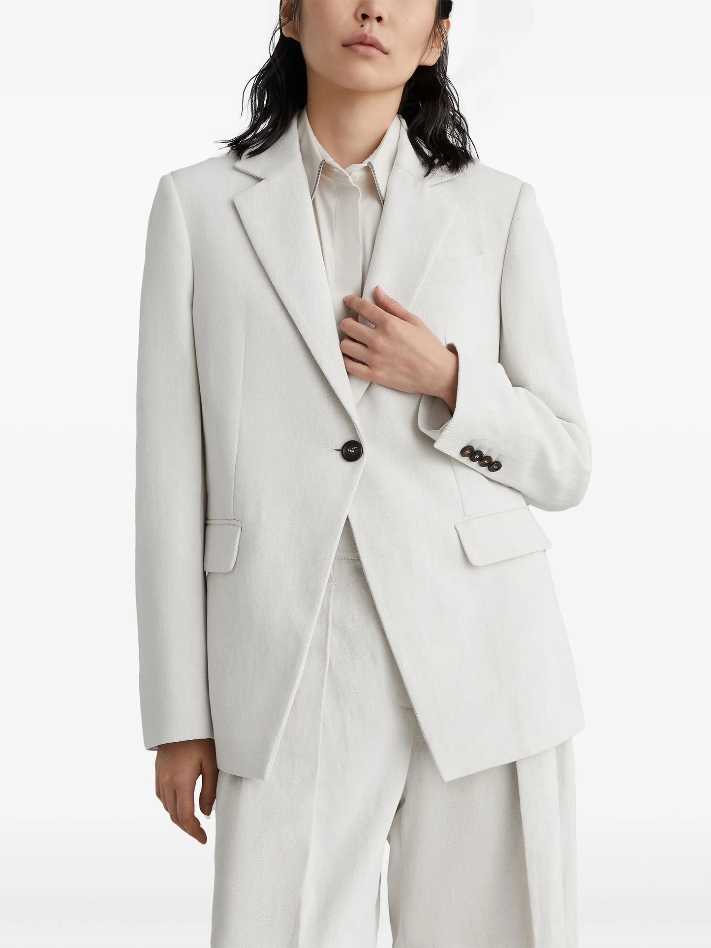 gabardine-weave single-breasted blazer