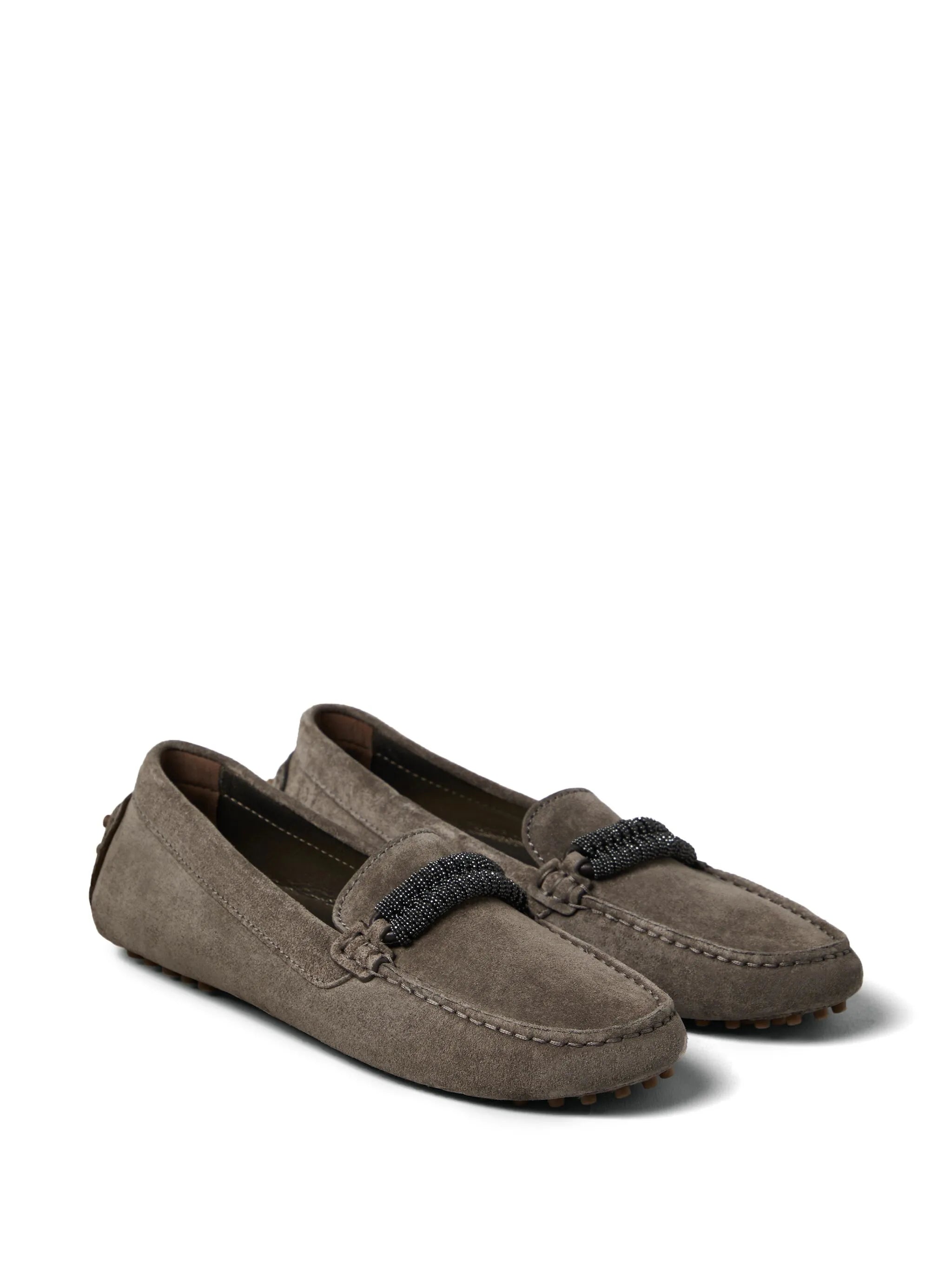 Monili-trim leather loafers