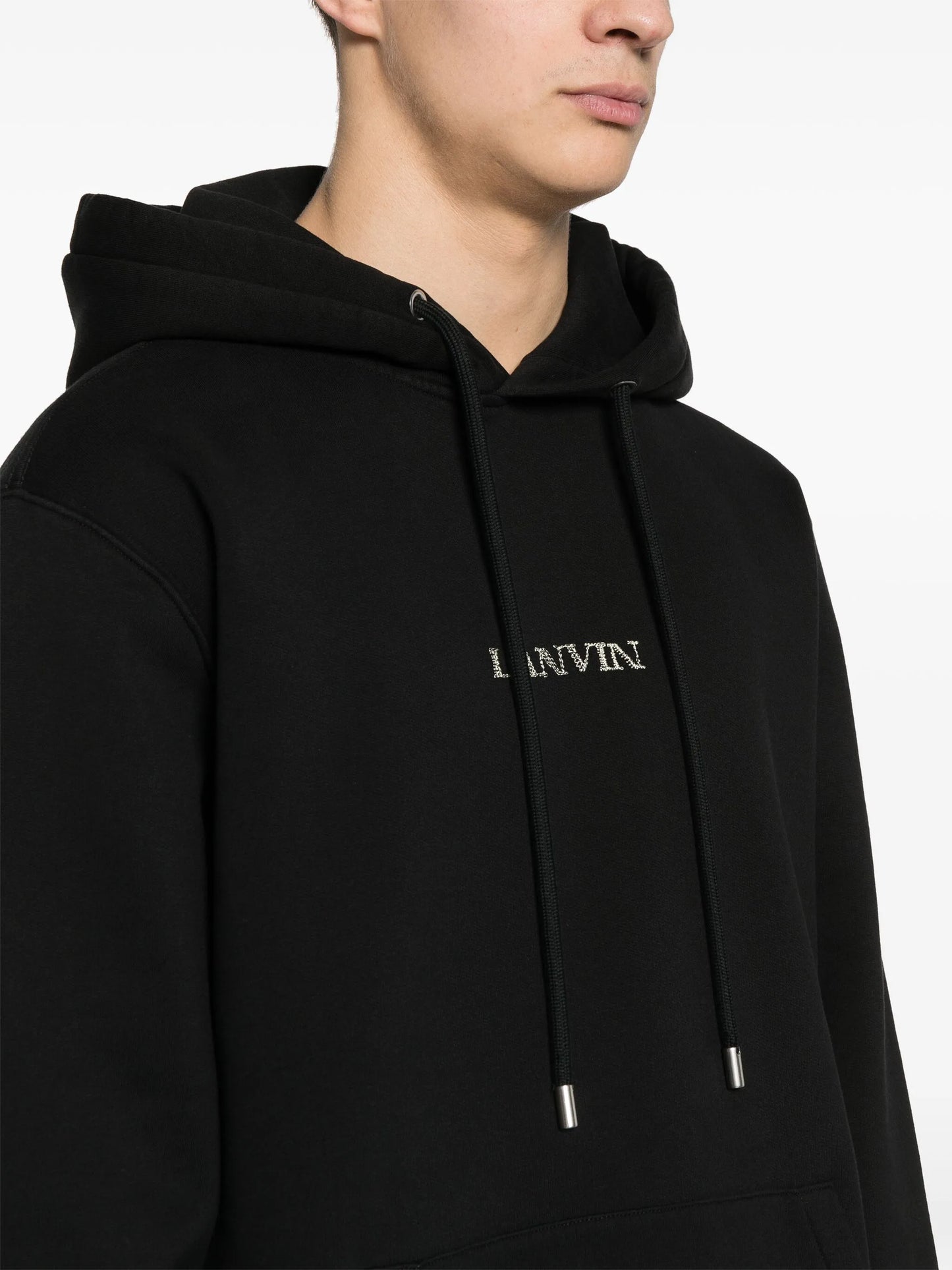 logo-embroidered cotton hoodie