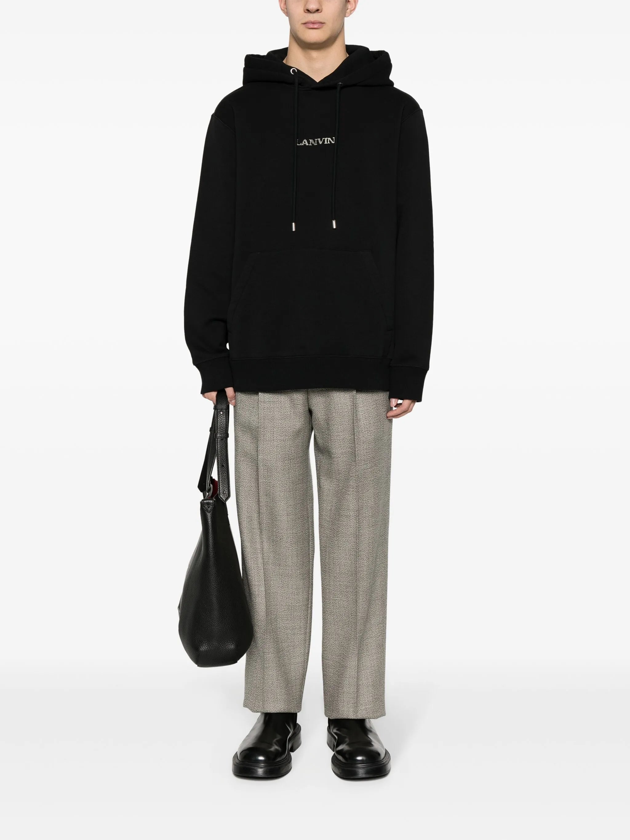 logo-embroidered cotton hoodie